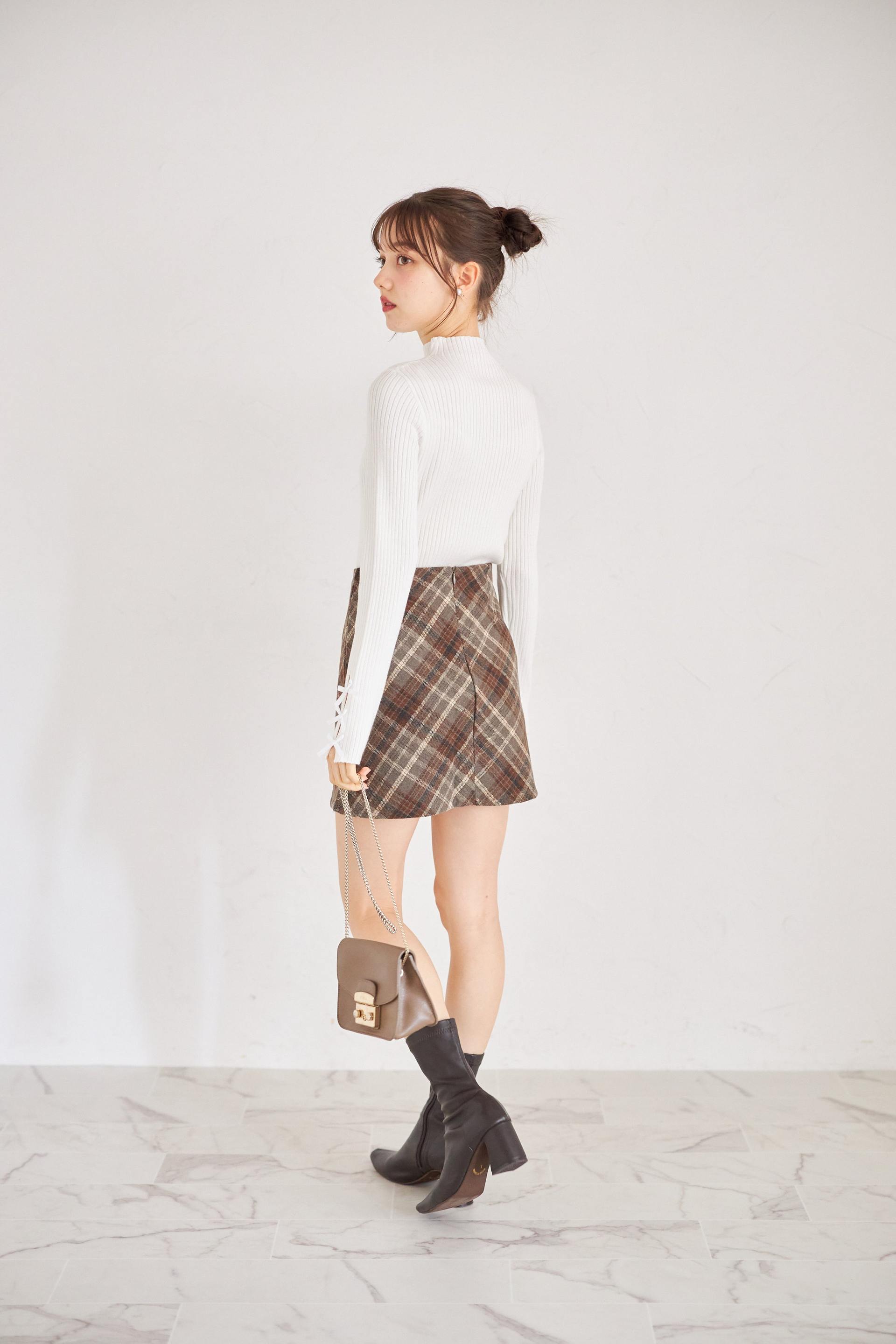 トッコクローゼット tocco closet チェック柄ミニスカパン ベージュ