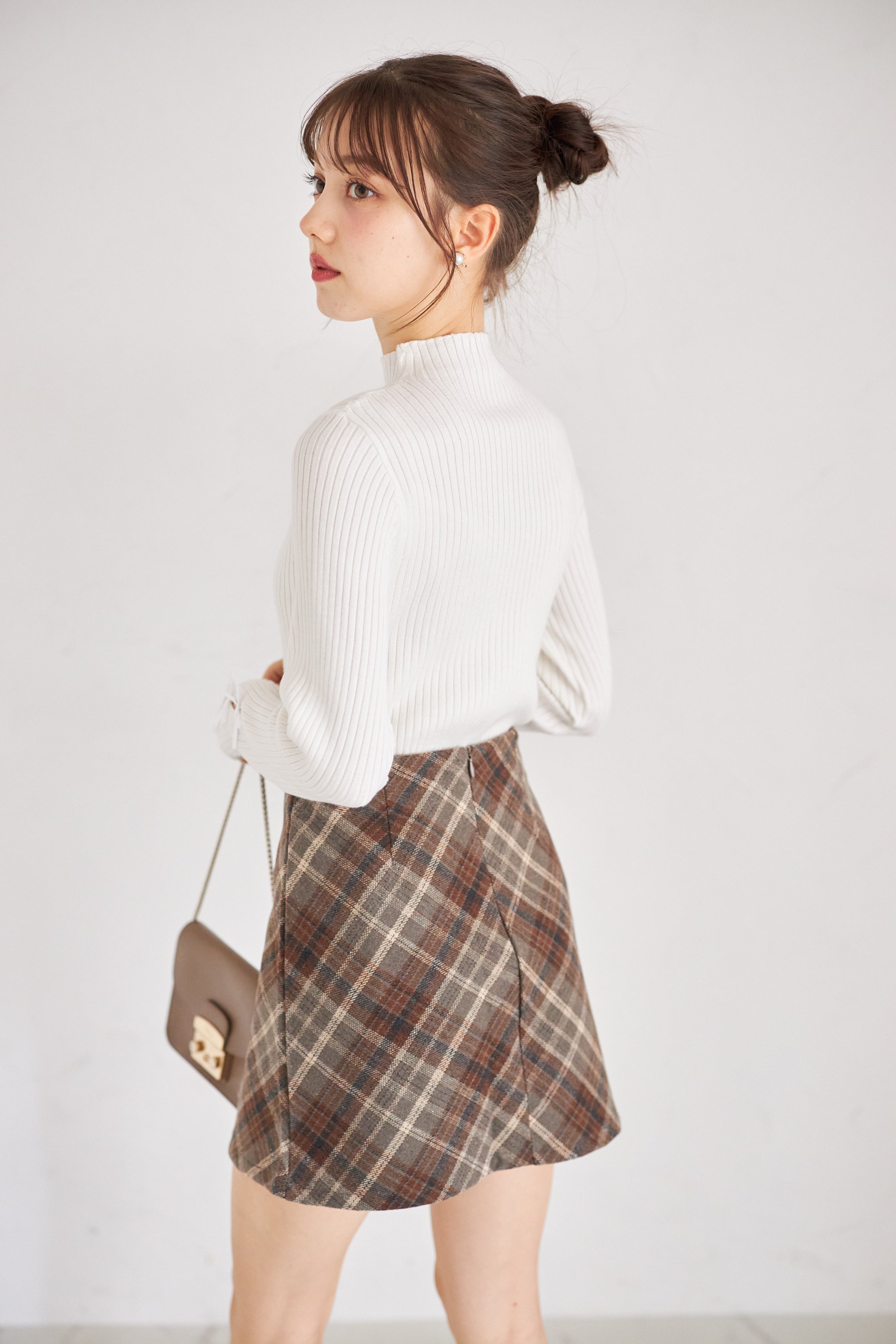 トッコクローゼット tocco closet チェック柄ミニスカパン ベージュ