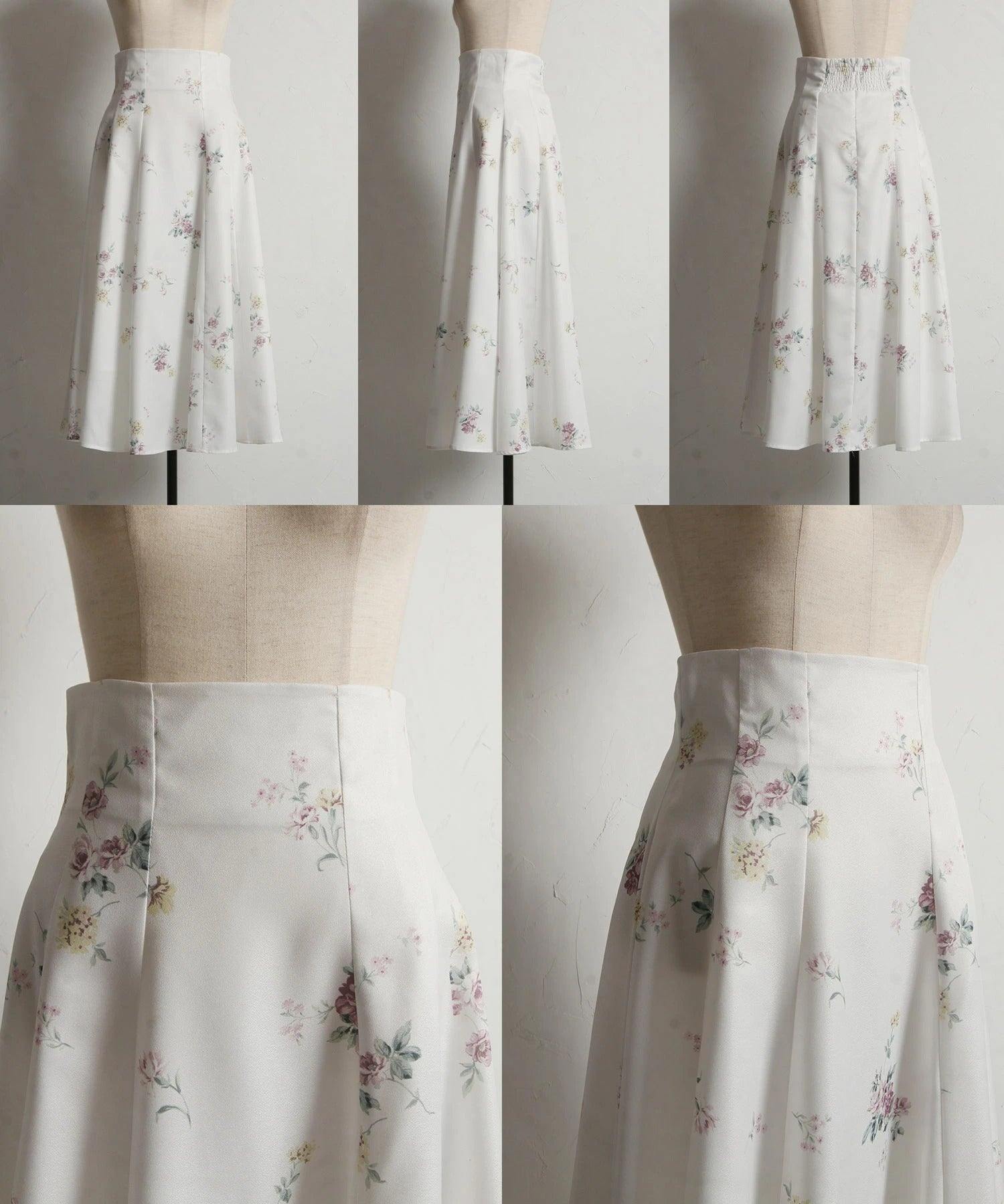 トッコクローゼット tocco closet フラワープリントハイウエストフレアスカート ピンク