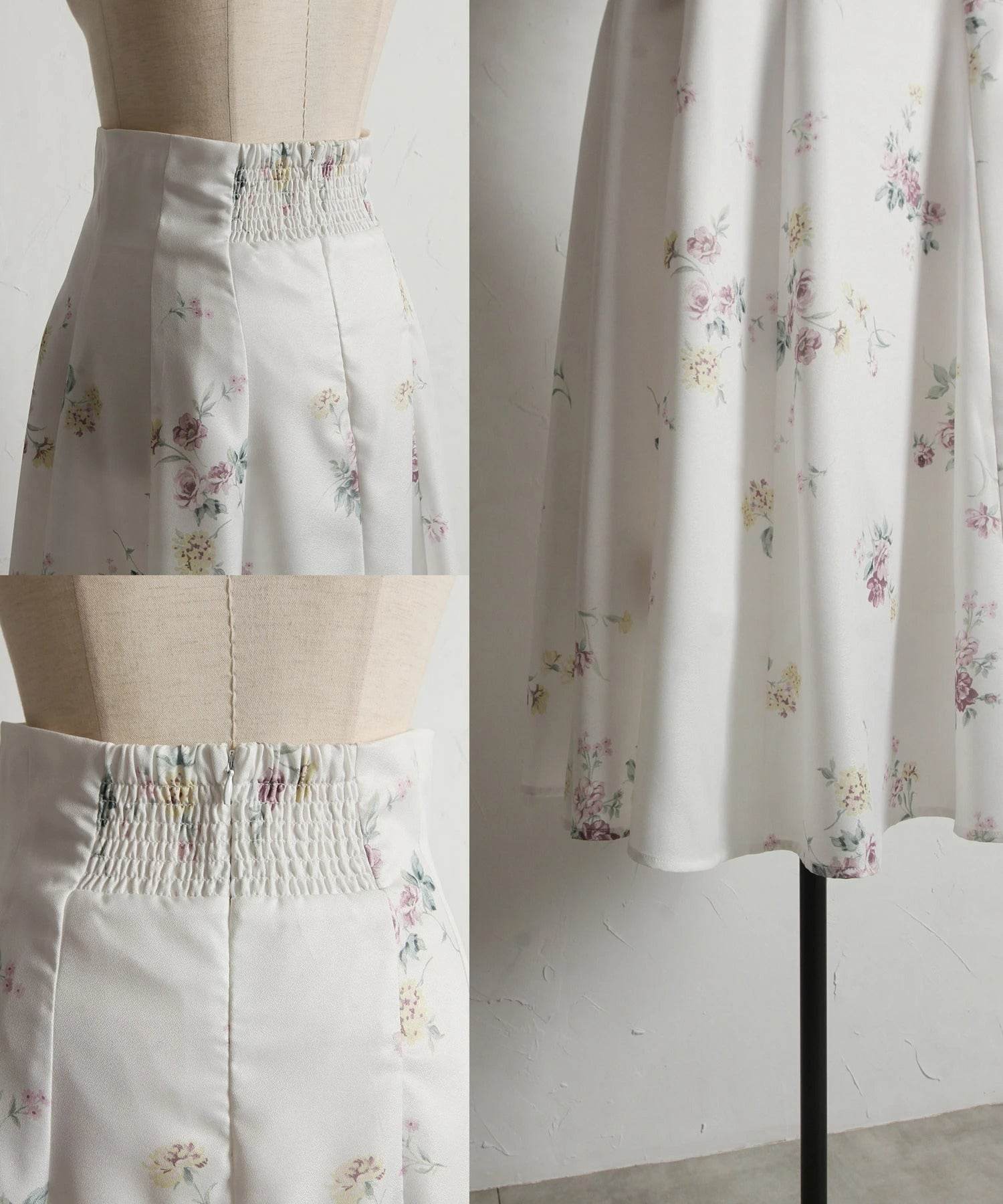 トッコクローゼット tocco closet フラワープリントハイウエストフレアスカート ピンク