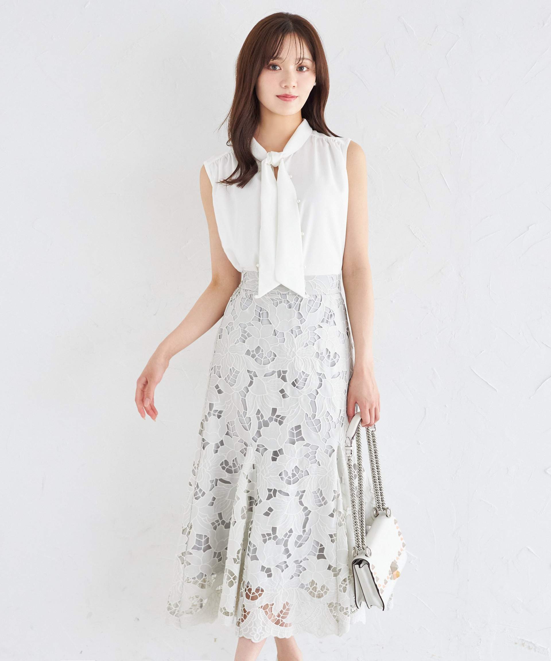 トッコクローゼット tocco closet カットワークフラワーレースマーメイドスカート グリーン
