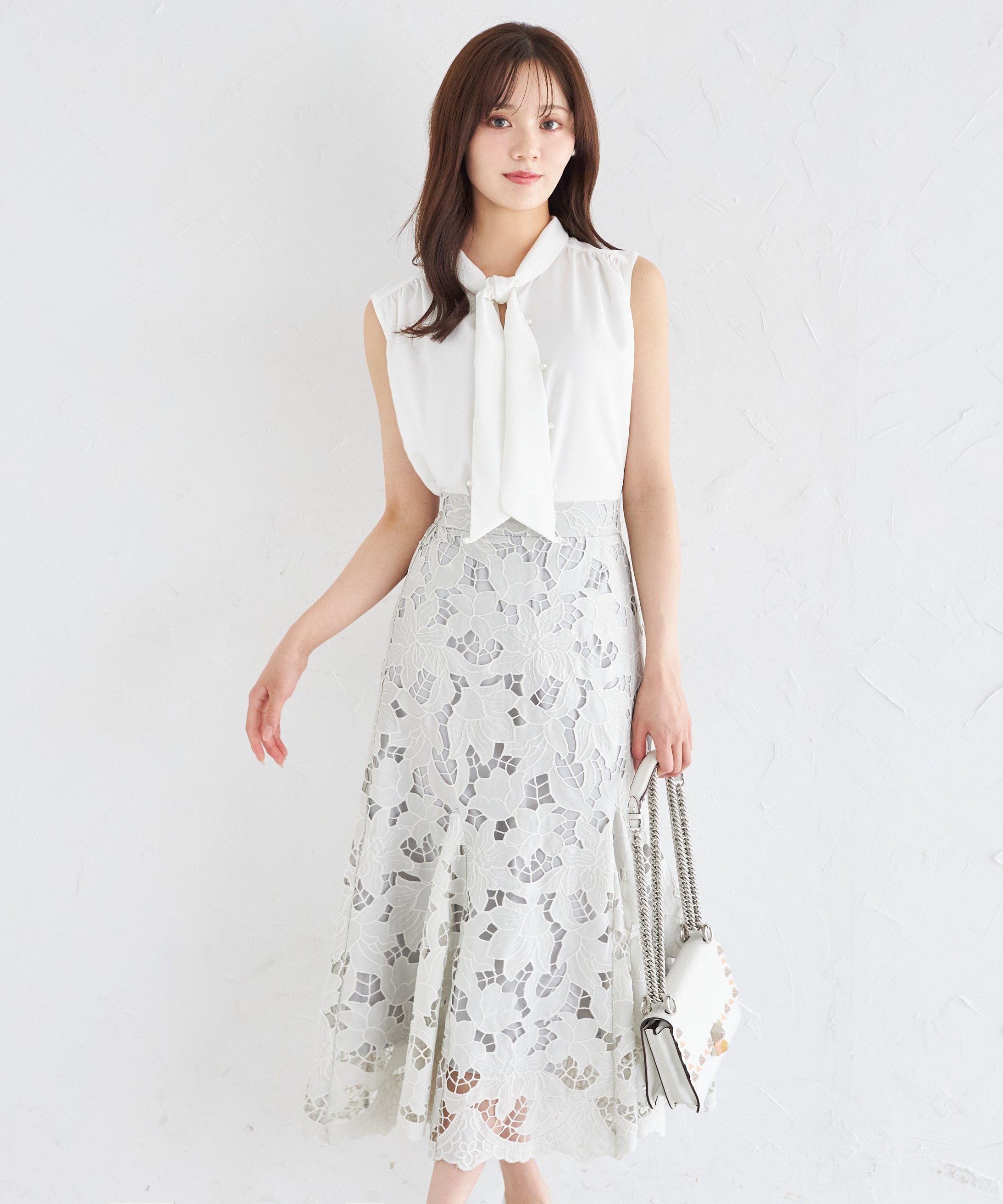 トッコクローゼット tocco closet カットワークフラワーレースマーメイドスカート グリーン