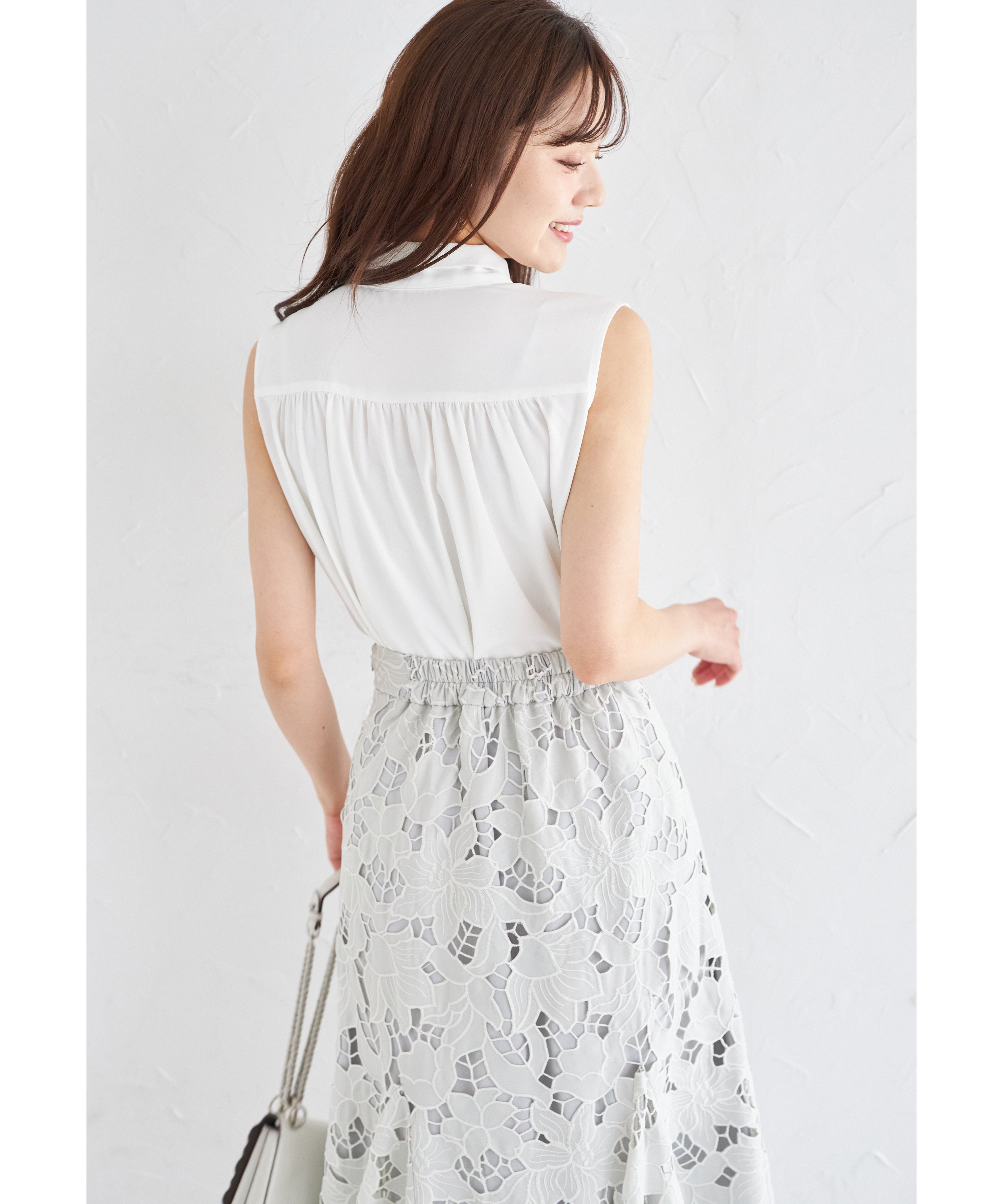 トッコクローゼット tocco closet カットワークフラワーレースマーメイドスカート グリーン