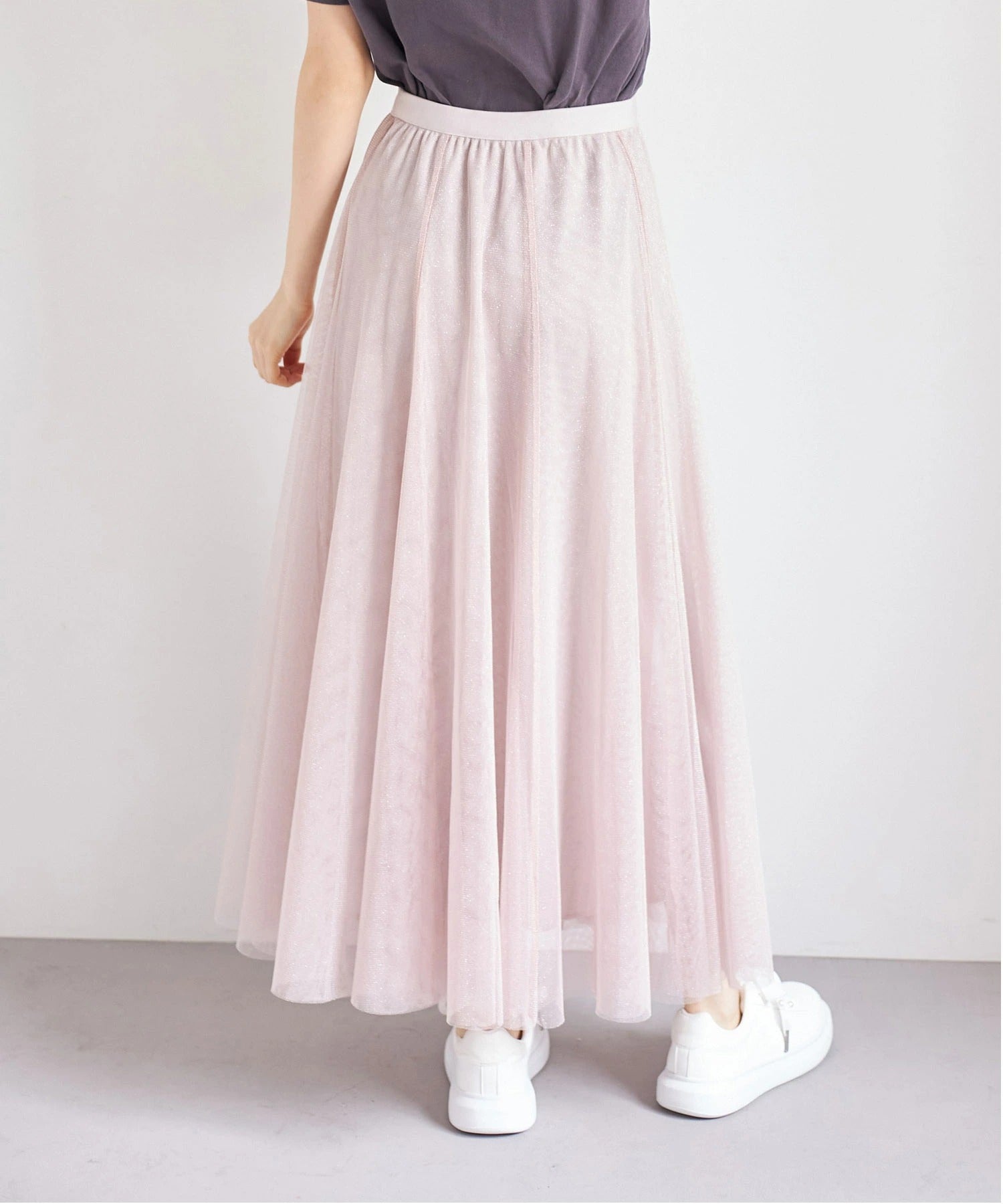 トッコクローゼット tocco closet ラメチュールフレアスカート ピンク