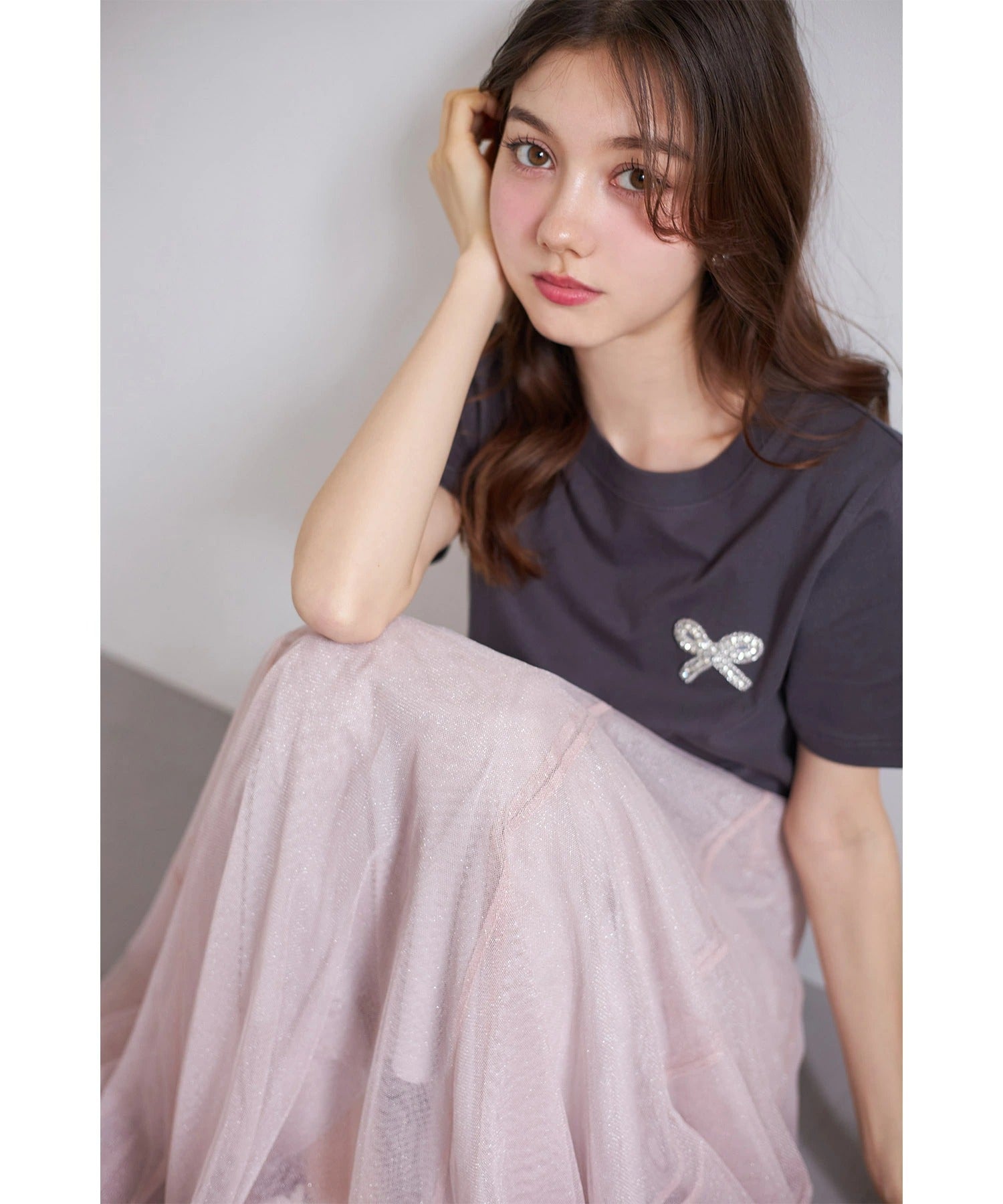 トッコクローゼット tocco closet ラメチュールフレアスカート ピンク