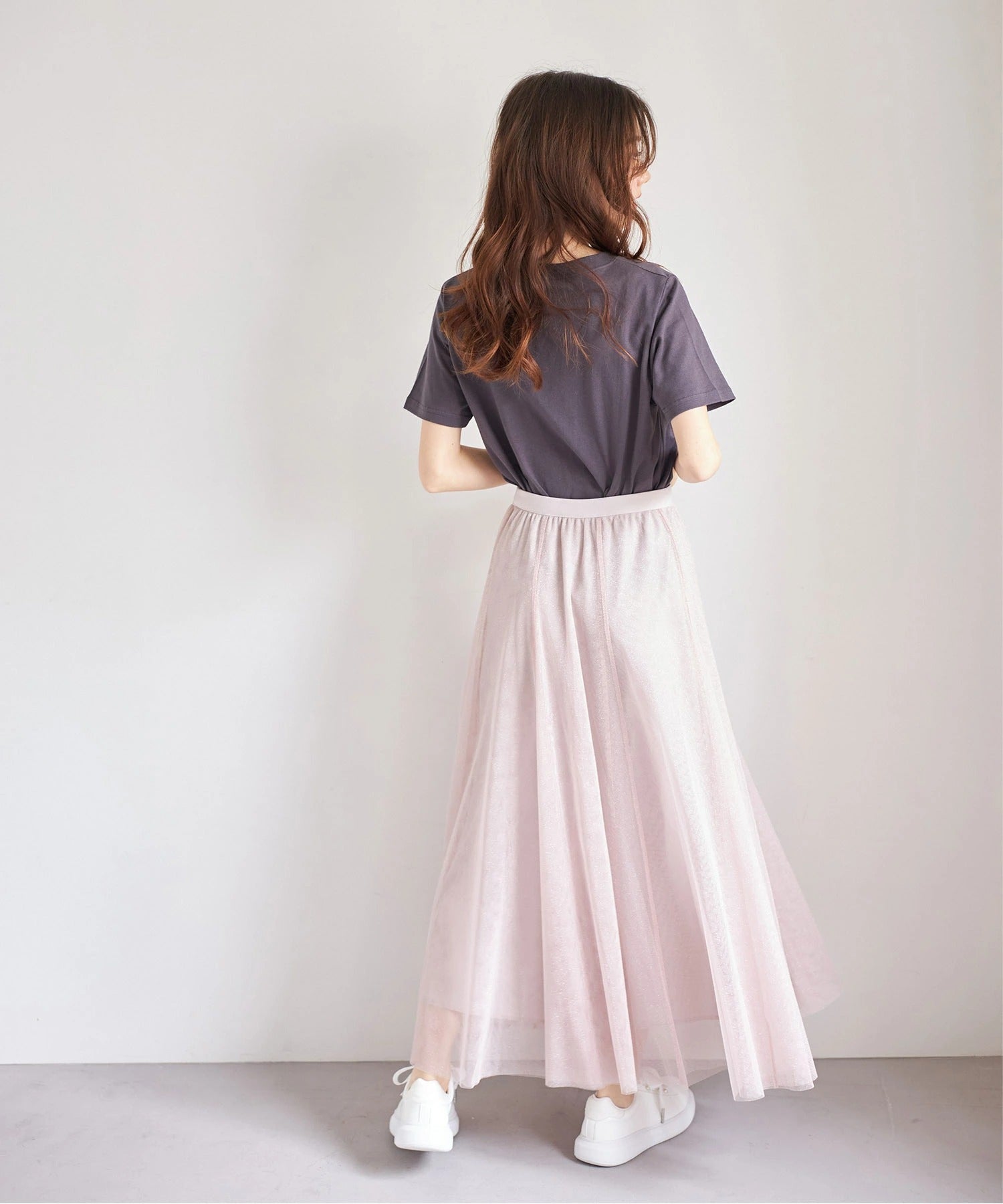 トッコクローゼット tocco closet ラメチュールフレアスカート ピンク