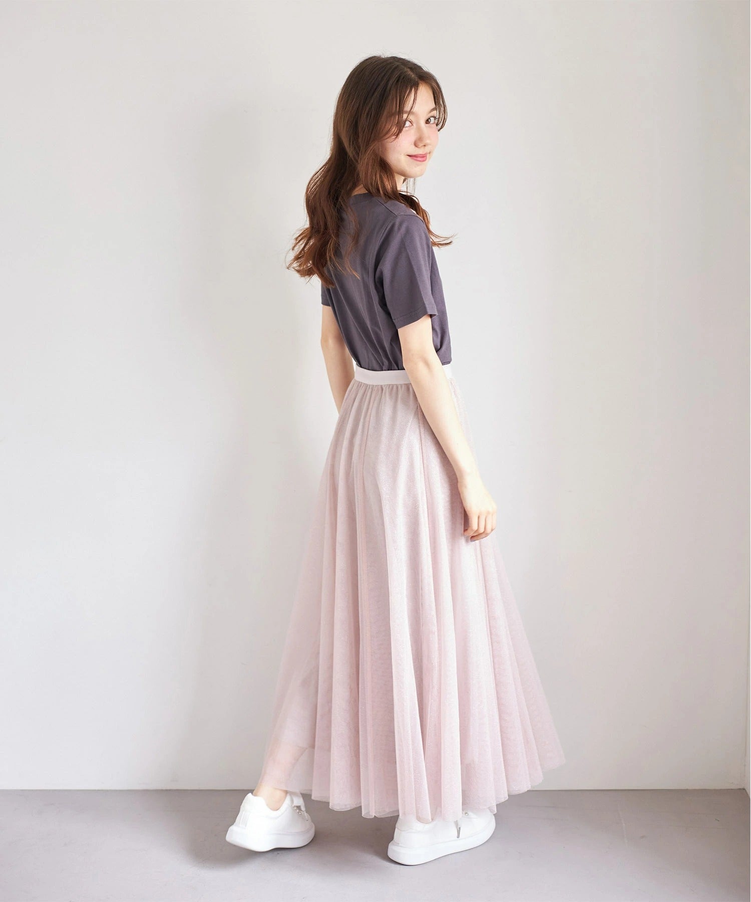 トッコクローゼット tocco closet ラメチュールフレアスカート ピンク