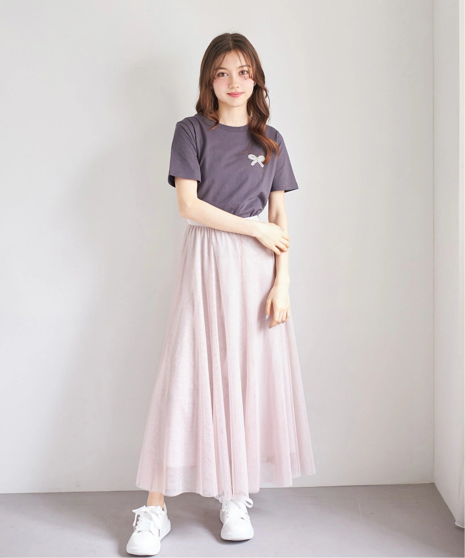 トッコクローゼット tocco closet ラメチュールフレアスカート ピンク