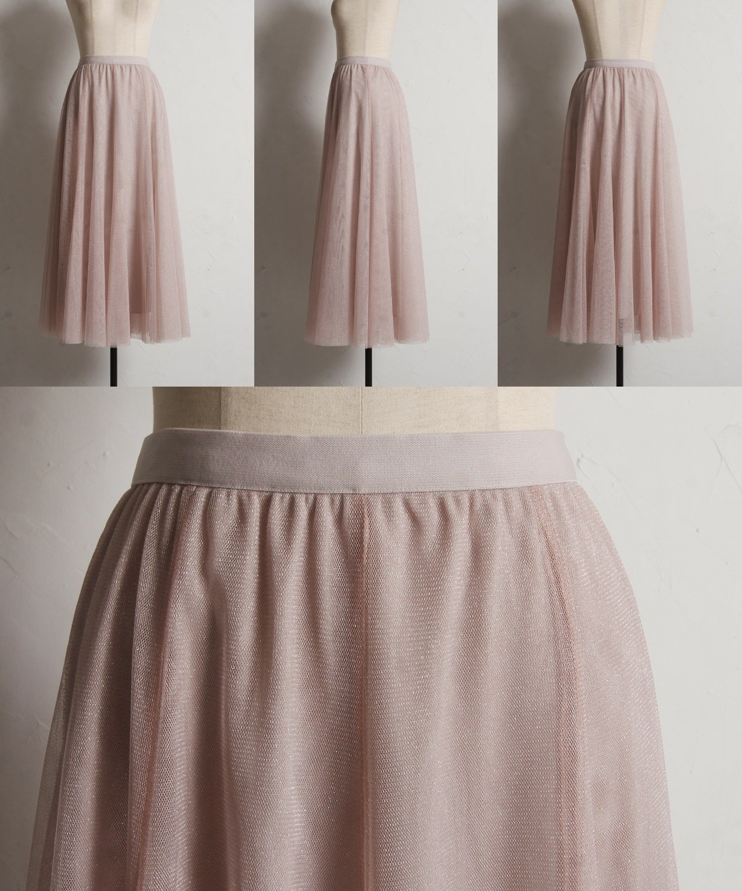 トッコクローゼット tocco closet ラメチュールフレアスカート ピンク