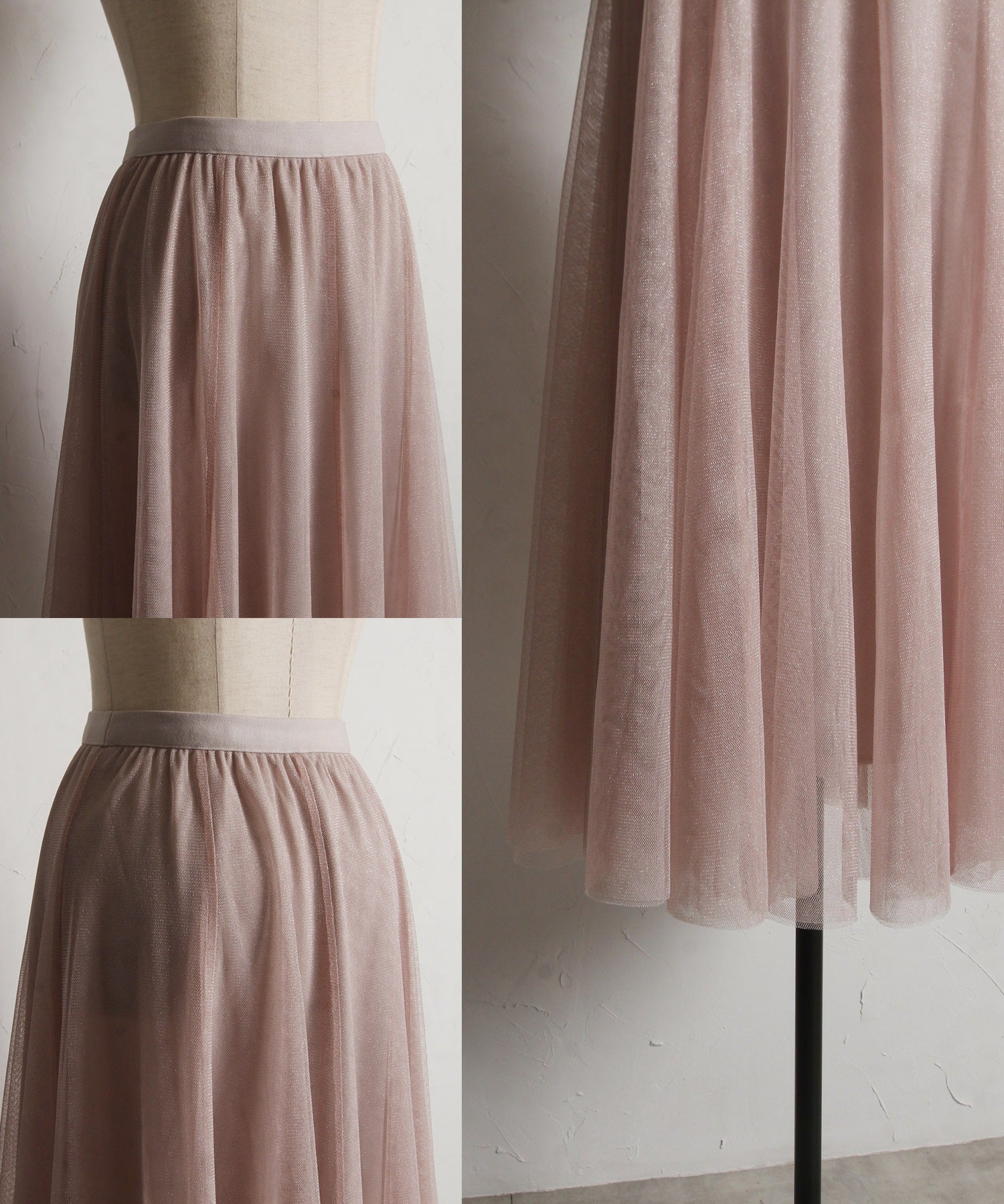 トッコクローゼット tocco closet ラメチュールフレアスカート ピンク