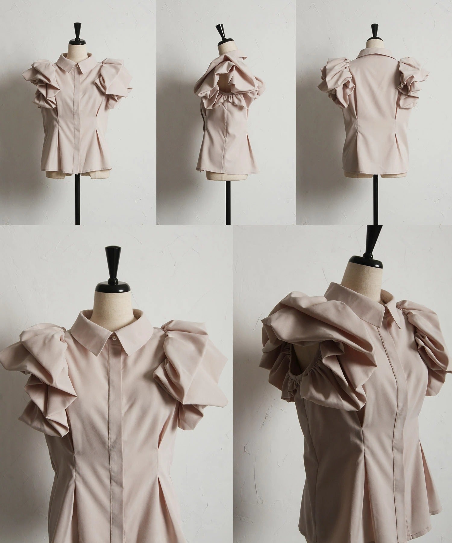 トッコクローゼット tocco closet バルーンウエストタックブラウス ベージュ