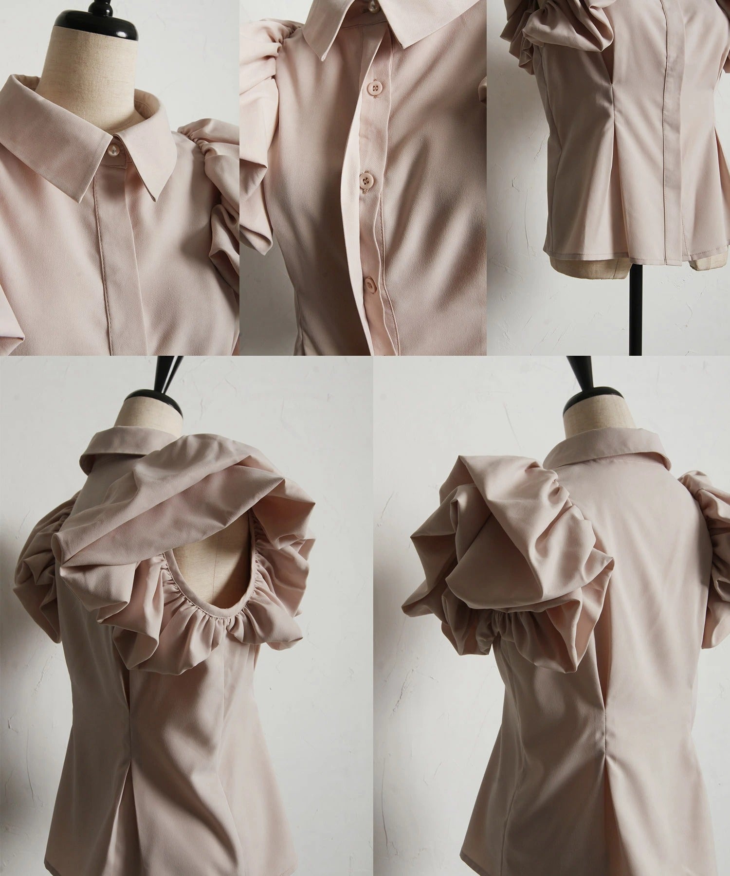 トッコクローゼット tocco closet バルーンウエストタックブラウス ベージュ