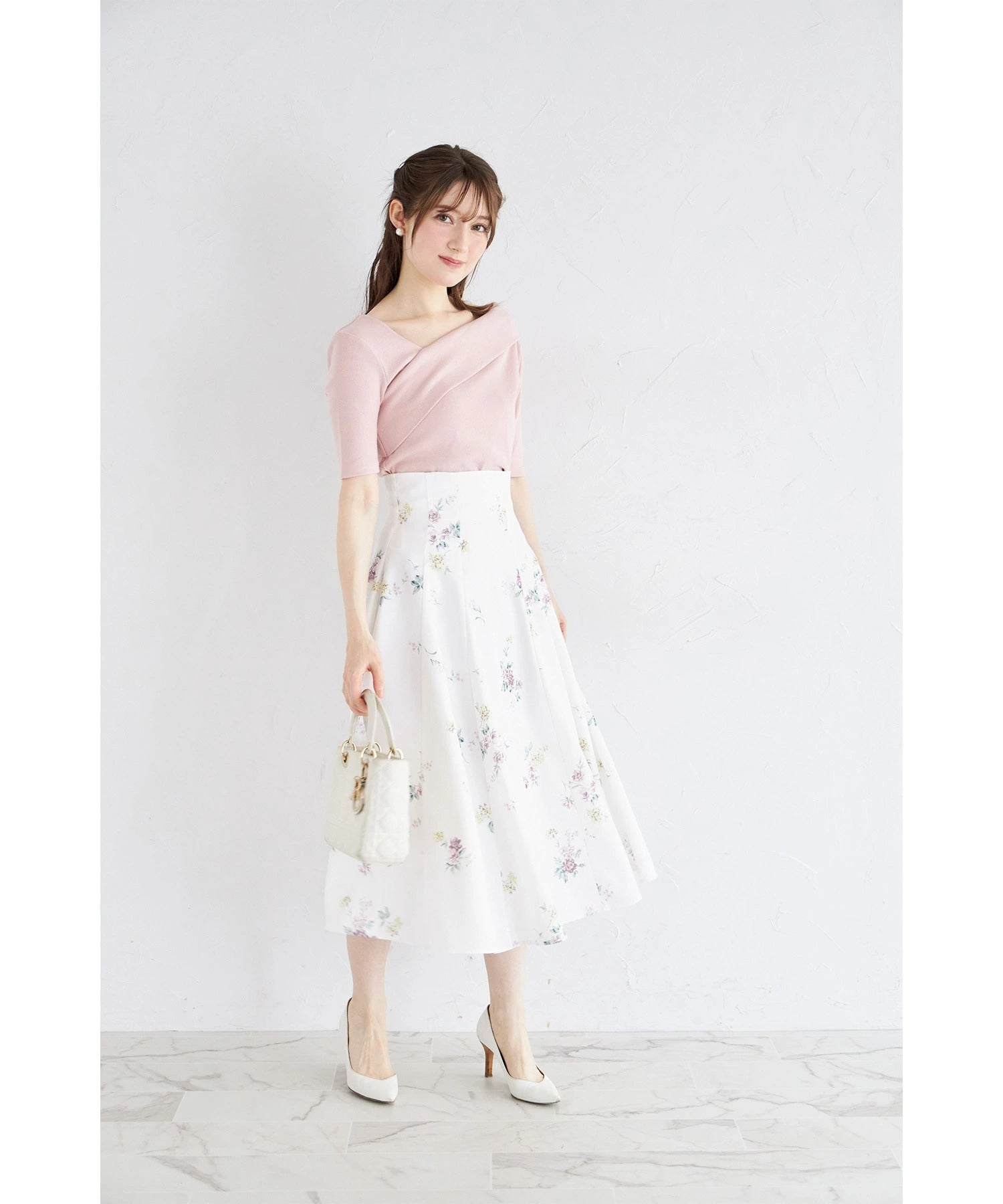 トッコクローゼット tocco closet アシメネックデザインリブカットソープルオーバー ピンク