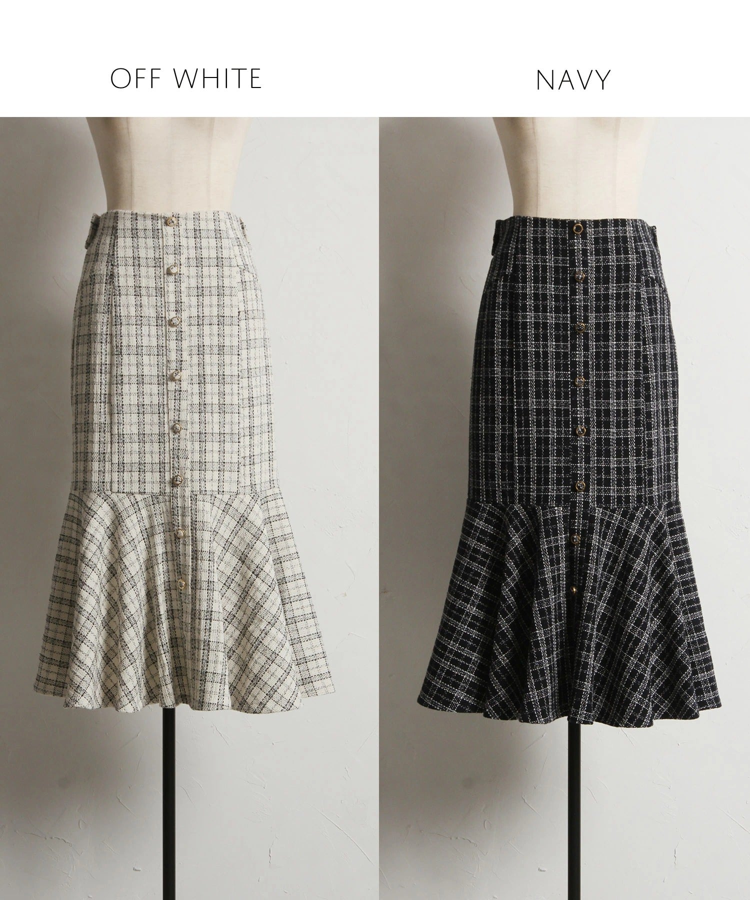 トッコクローゼット tocco closet 3WAYウエストリボン付きツイード切り替えスカート ホワイト