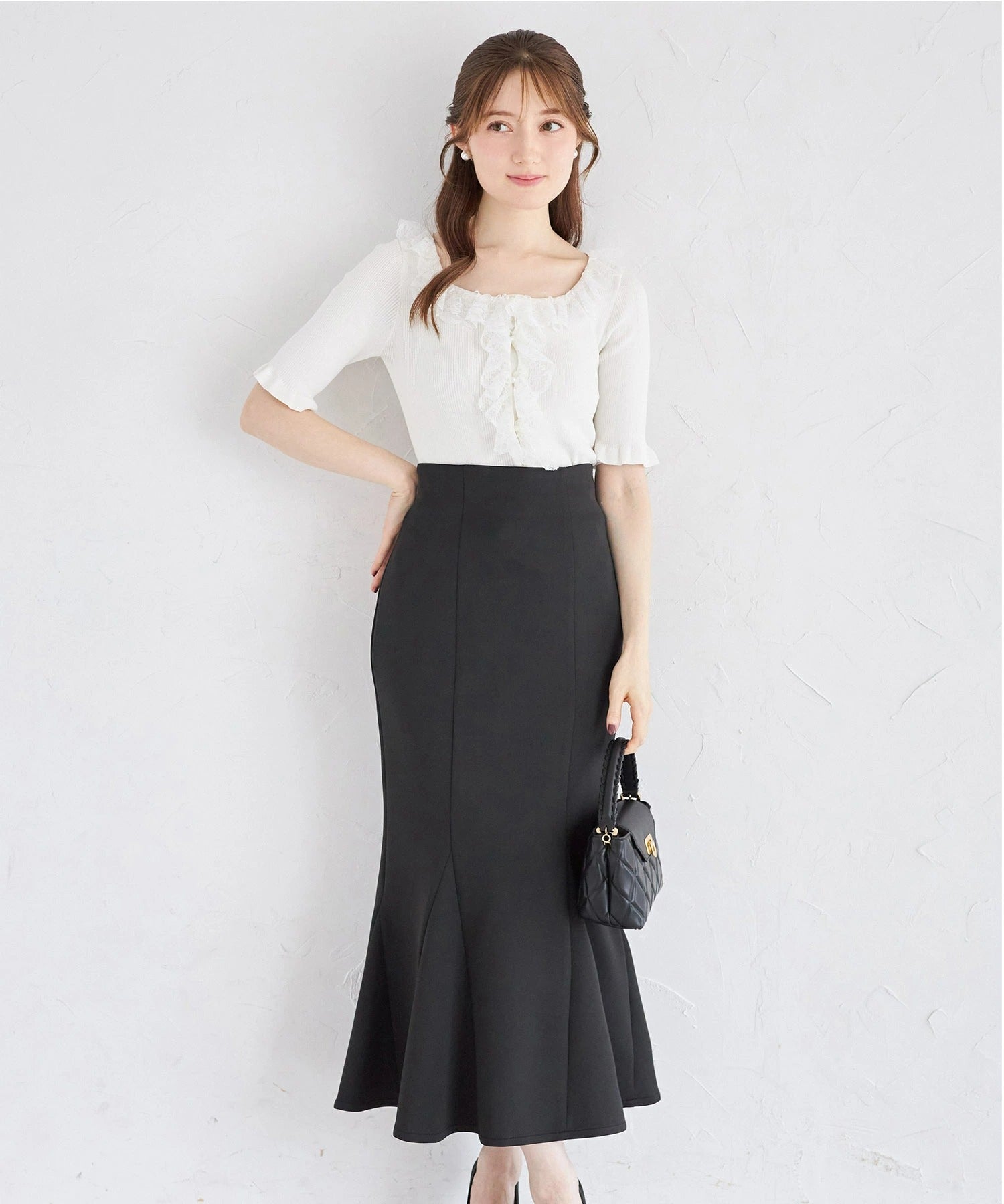トッコクローゼット tocco closet 【S・M・Lサイズ展開】接触冷感＆UVカット機能付き超美シルエットマーメイドスカート ブラック