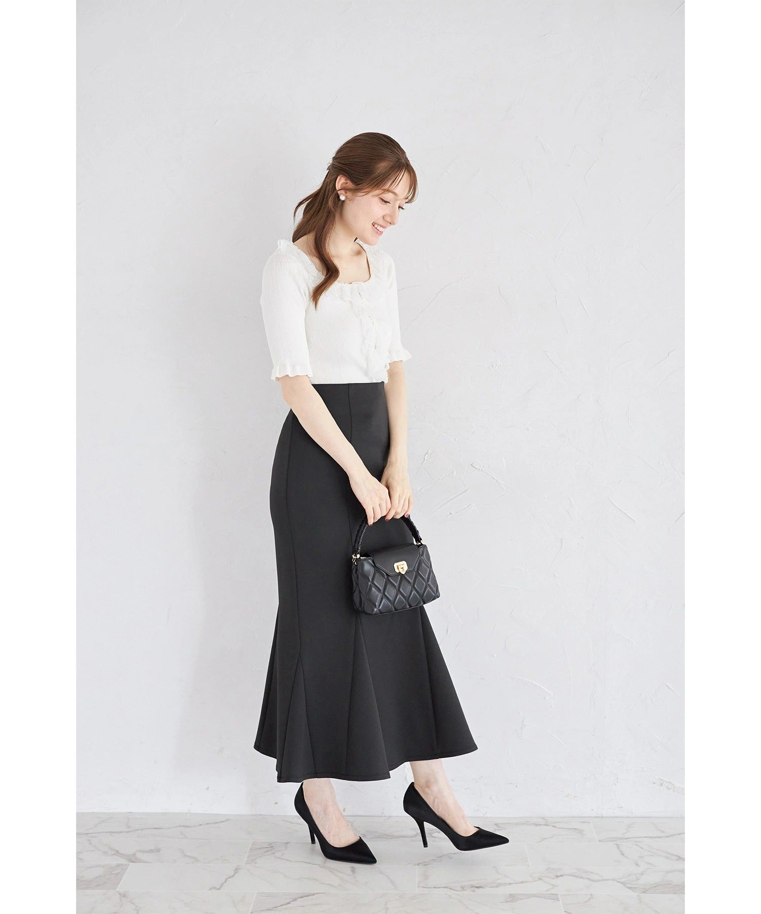 トッコクローゼット tocco closet 【S・M・Lサイズ展開】接触冷感＆UVカット機能付き超美シルエットマーメイドスカート ブラック