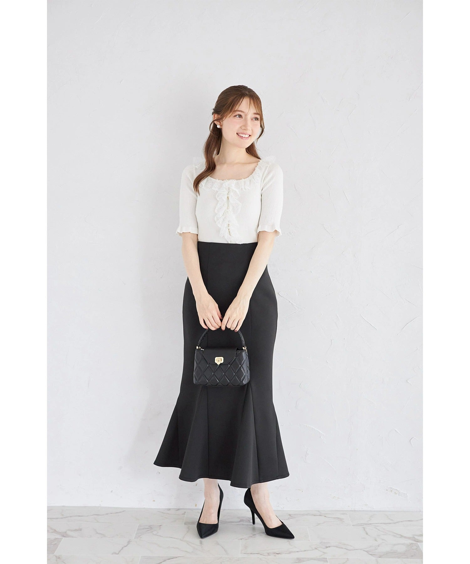 トッコクローゼット tocco closet 【S・M・Lサイズ展開】接触冷感＆UVカット機能付き超美シルエットマーメイドスカート ブラック