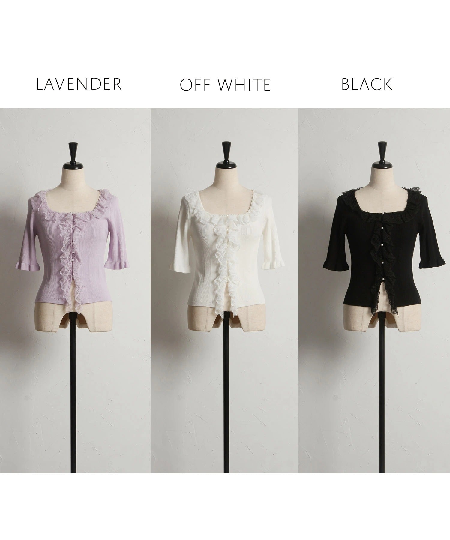 トッコクローゼット tocco closet スクエアネックレースフリルニットプルオーバー パープル