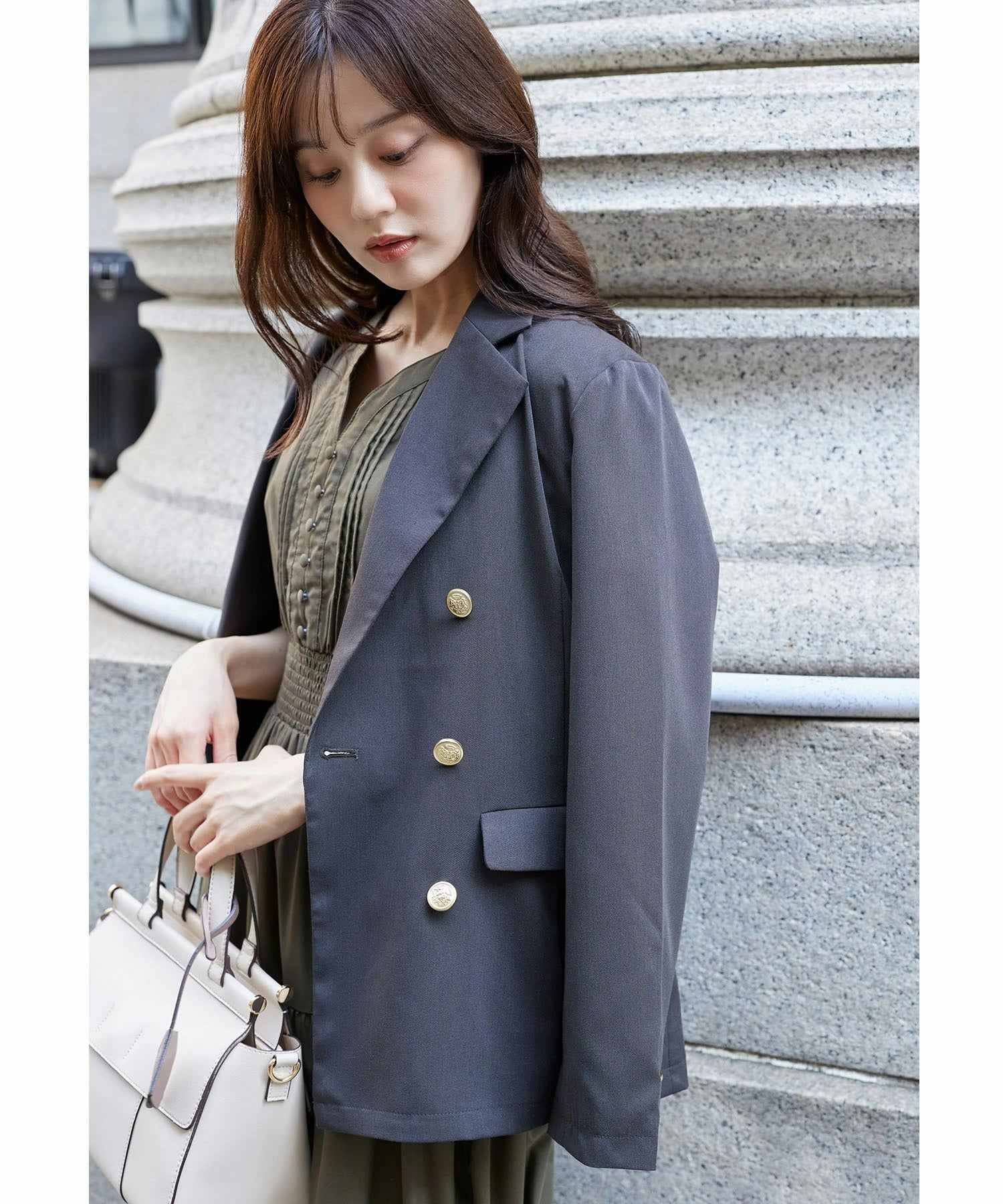 トッコクローゼット tocco closet エムブレムボタンダブルジャケット ブラック