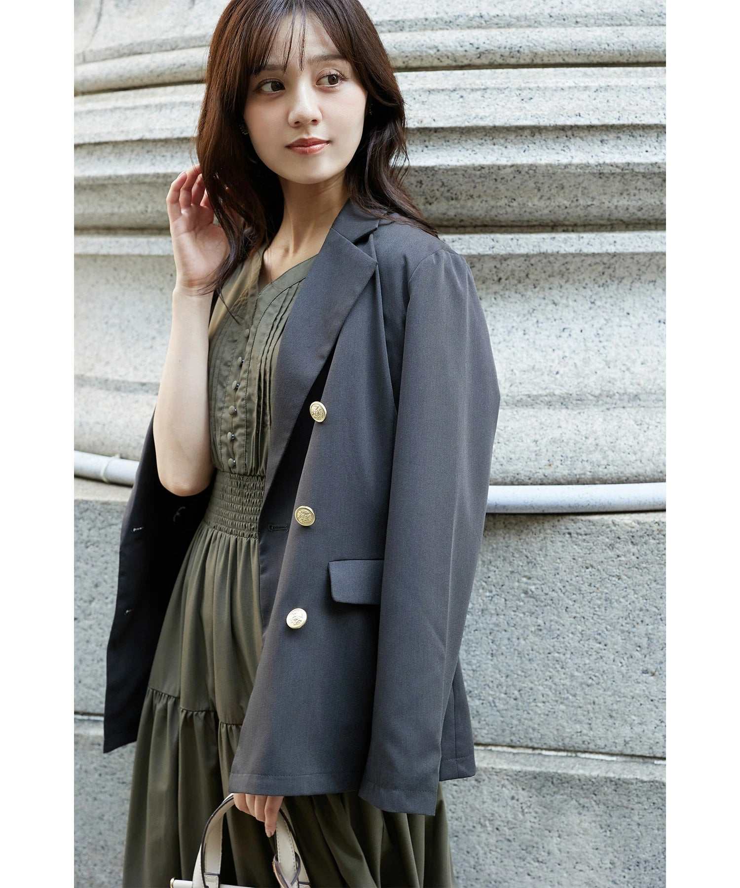 トッコクローゼット tocco closet エムブレムボタンダブルジャケット ブラック