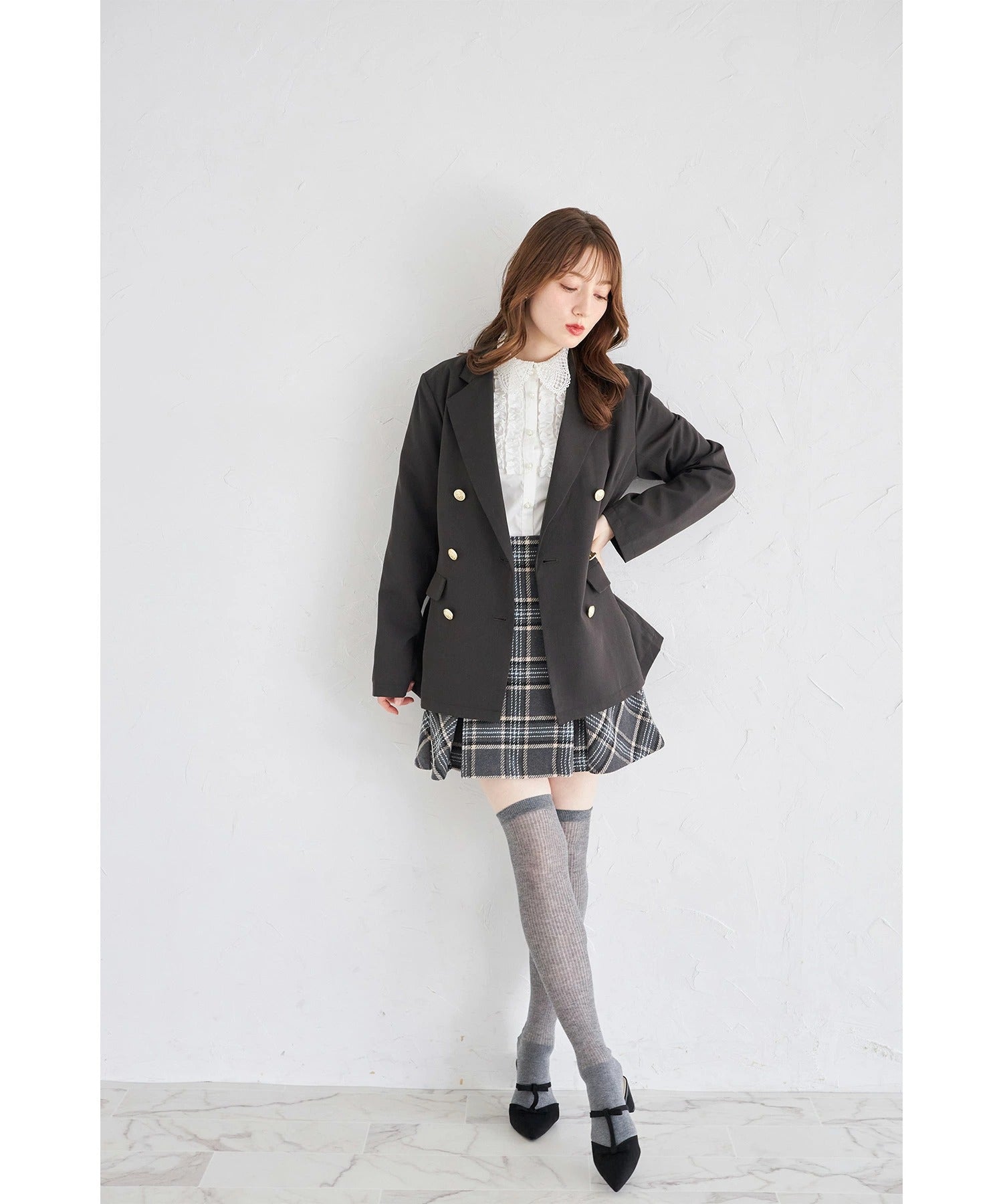 トッコクローゼット tocco closet エムブレムボタンダブルジャケット ブラック