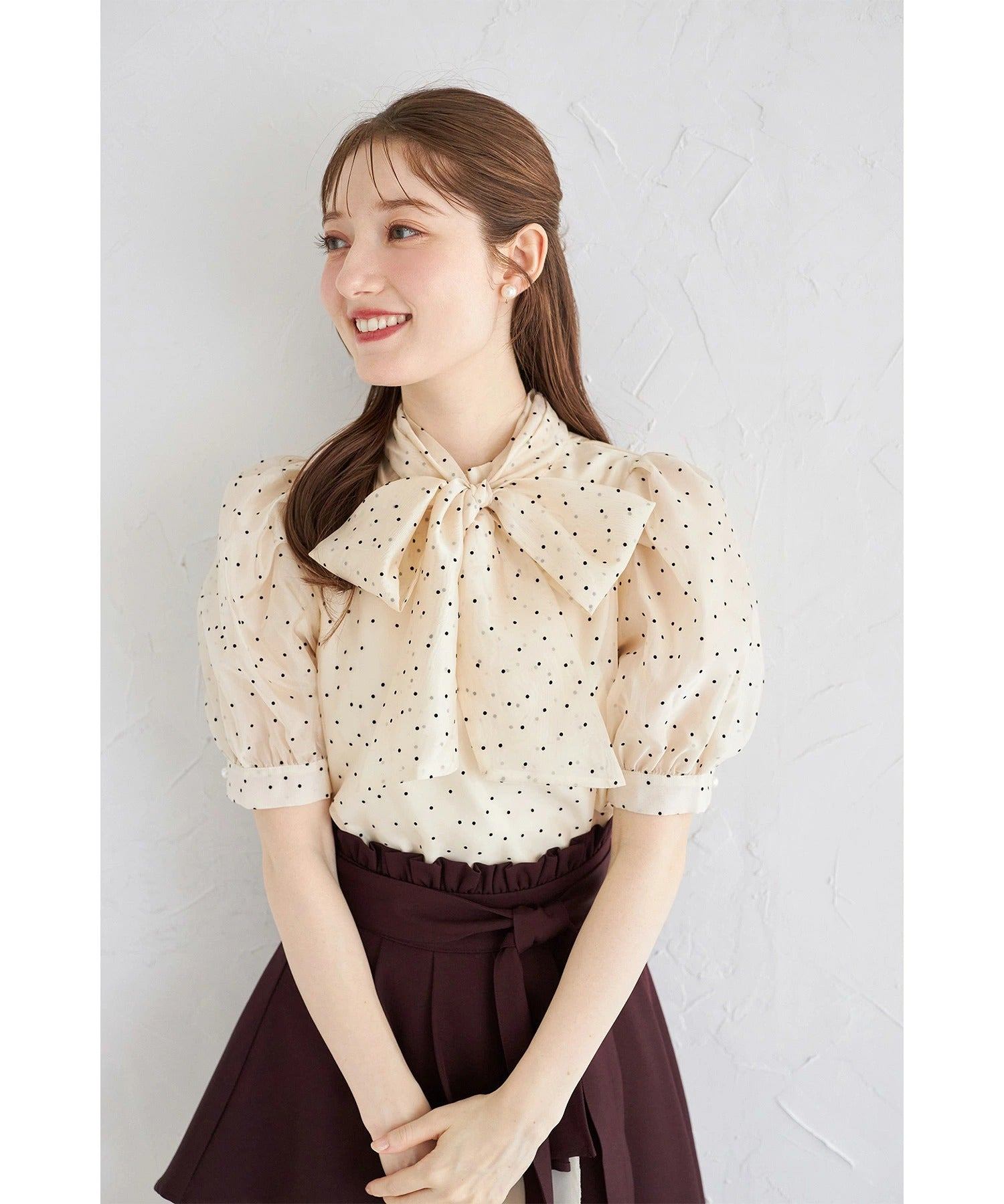 トッコクローゼット tocco closet 2WAYボウタイリボン付きシアーブラウス 他