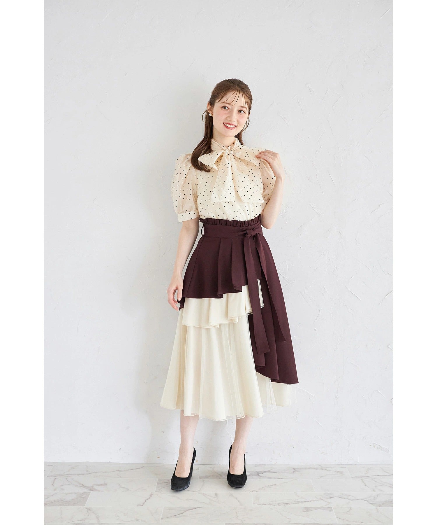 トッコクローゼット tocco closet 2WAYボウタイリボン付きシアーブラウス 他