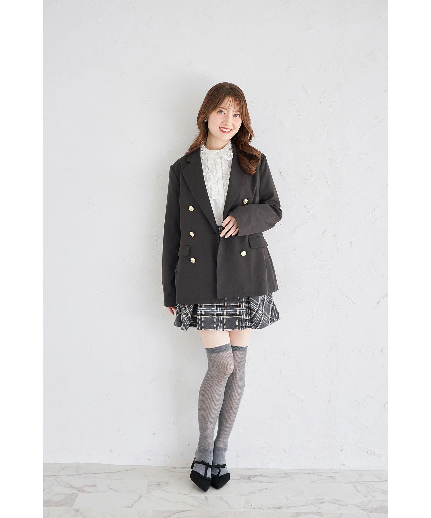 トッコクローゼット tocco closet 2WAYレース襟付きパール釦フリルブラウス ホワイト