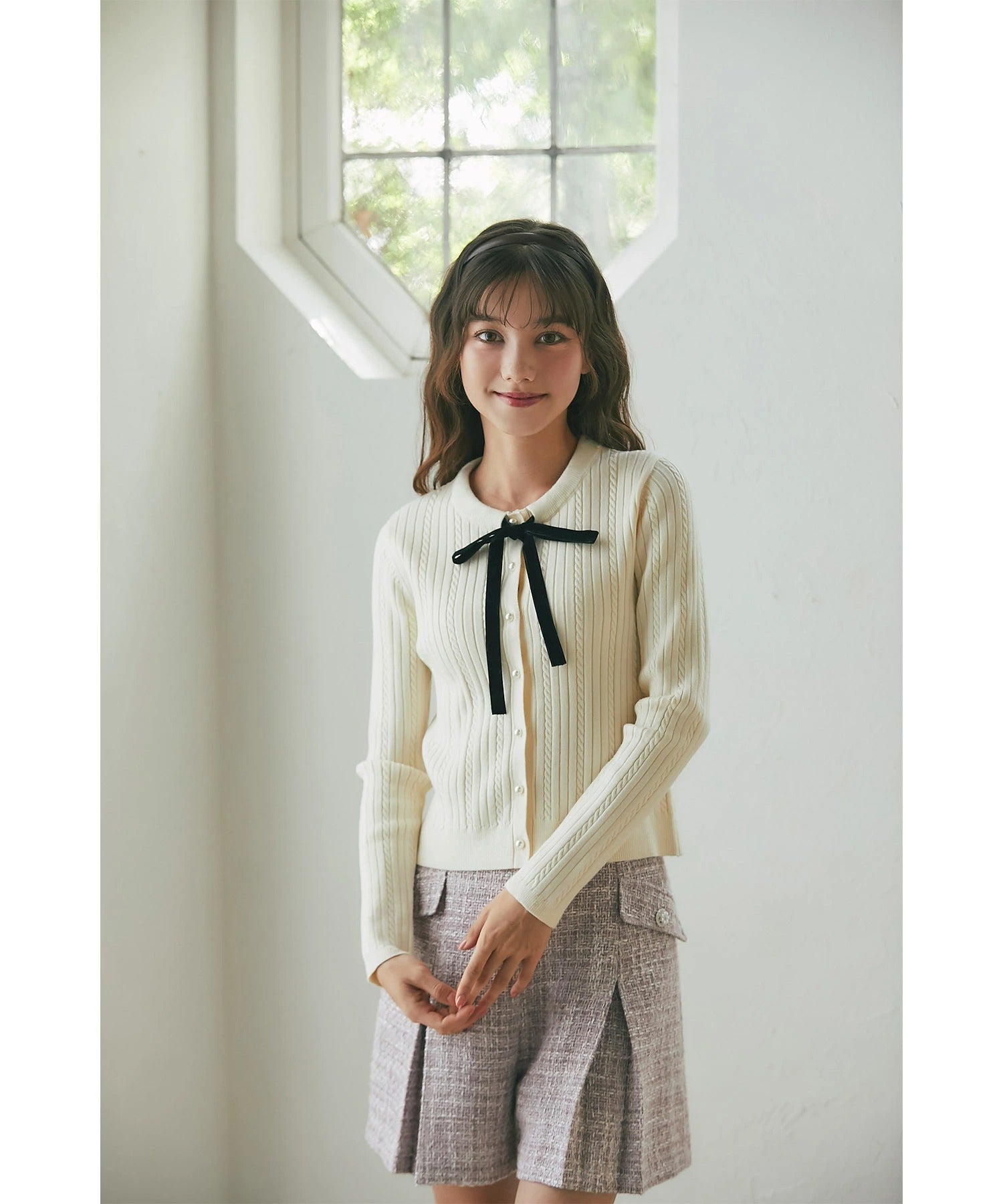 トッコクローゼット tocco closet ハイウエストツイードショートパンツ ピンク