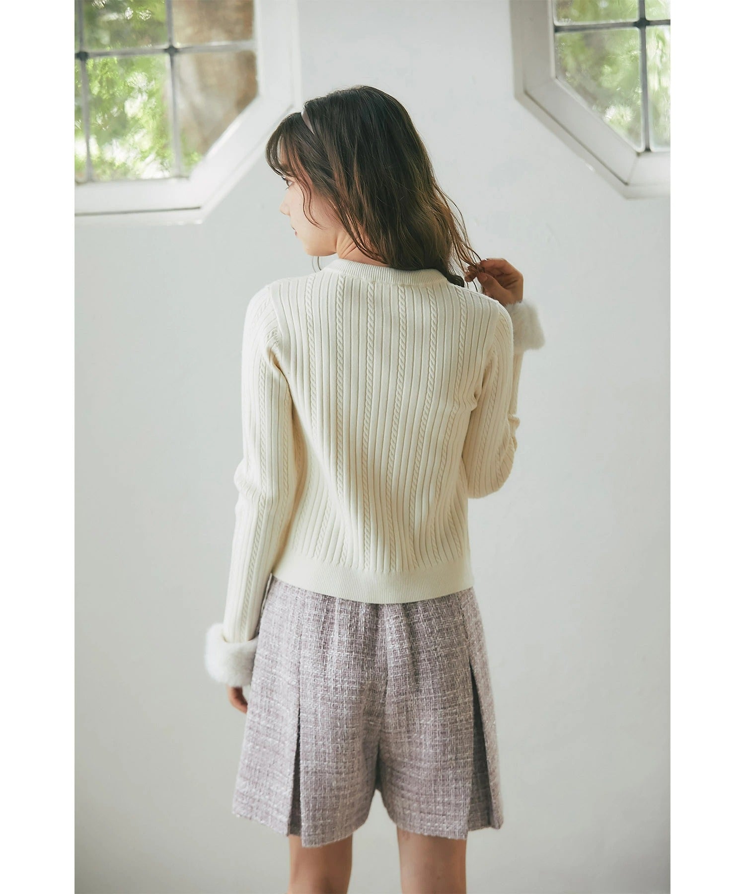 トッコクローゼット tocco closet ハイウエストツイードショートパンツ ピンク