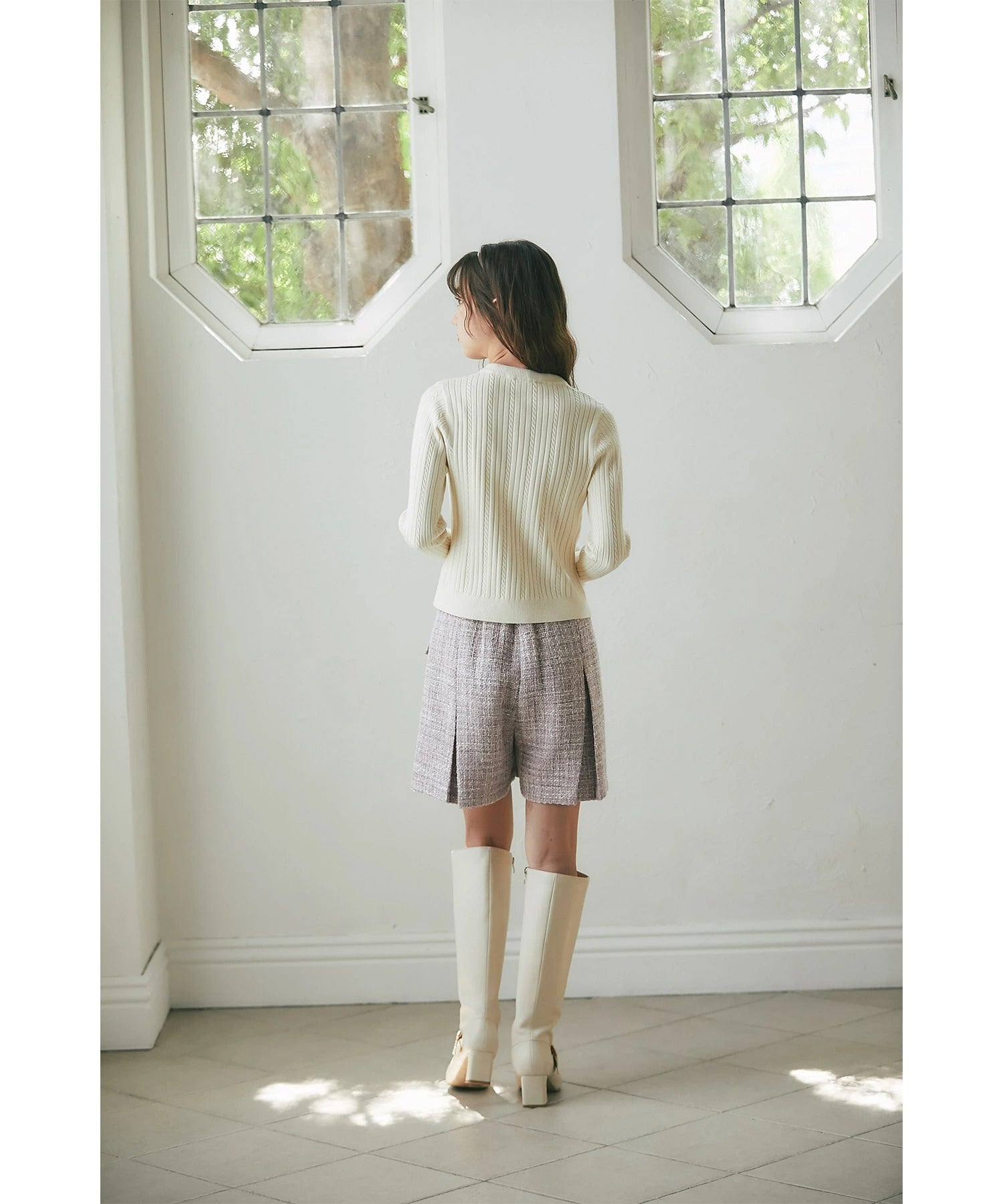 トッコクローゼット tocco closet ハイウエストツイードショートパンツ ピンク