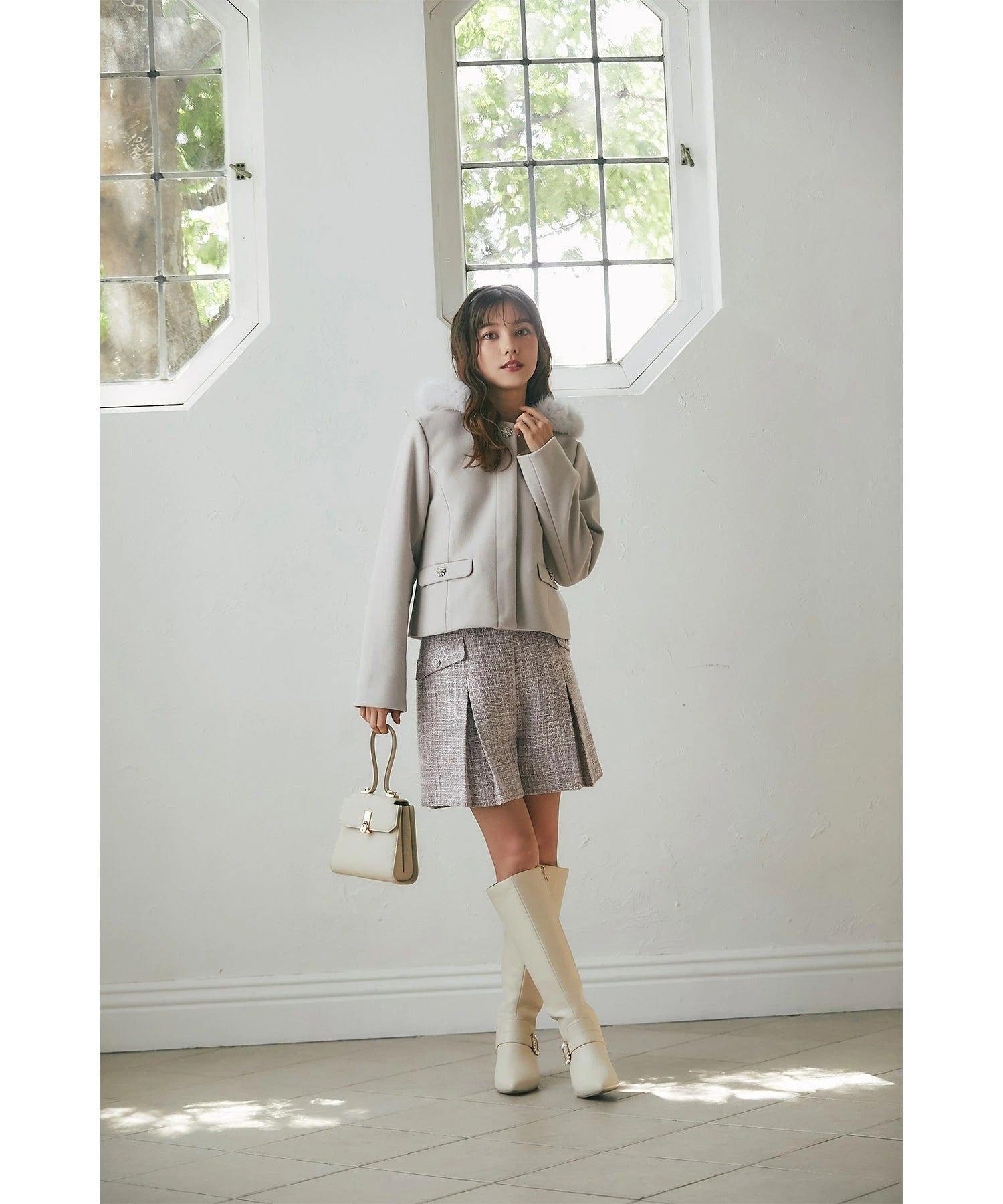 トッコクローゼット tocco closet ハイウエストツイードショートパンツ ピンク