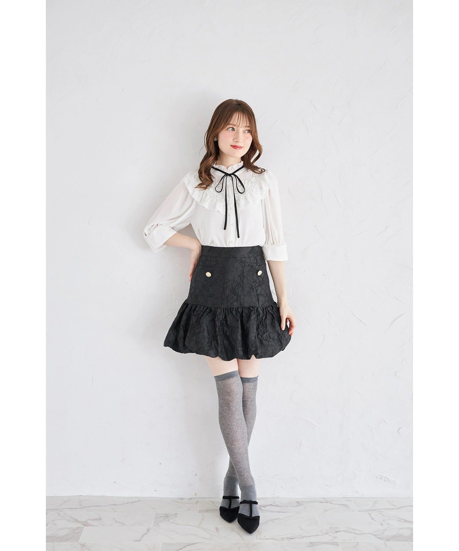 トッコクローゼット tocco closet ポケット付きインナーパンツ仕様バルーンミニスカート ブラック