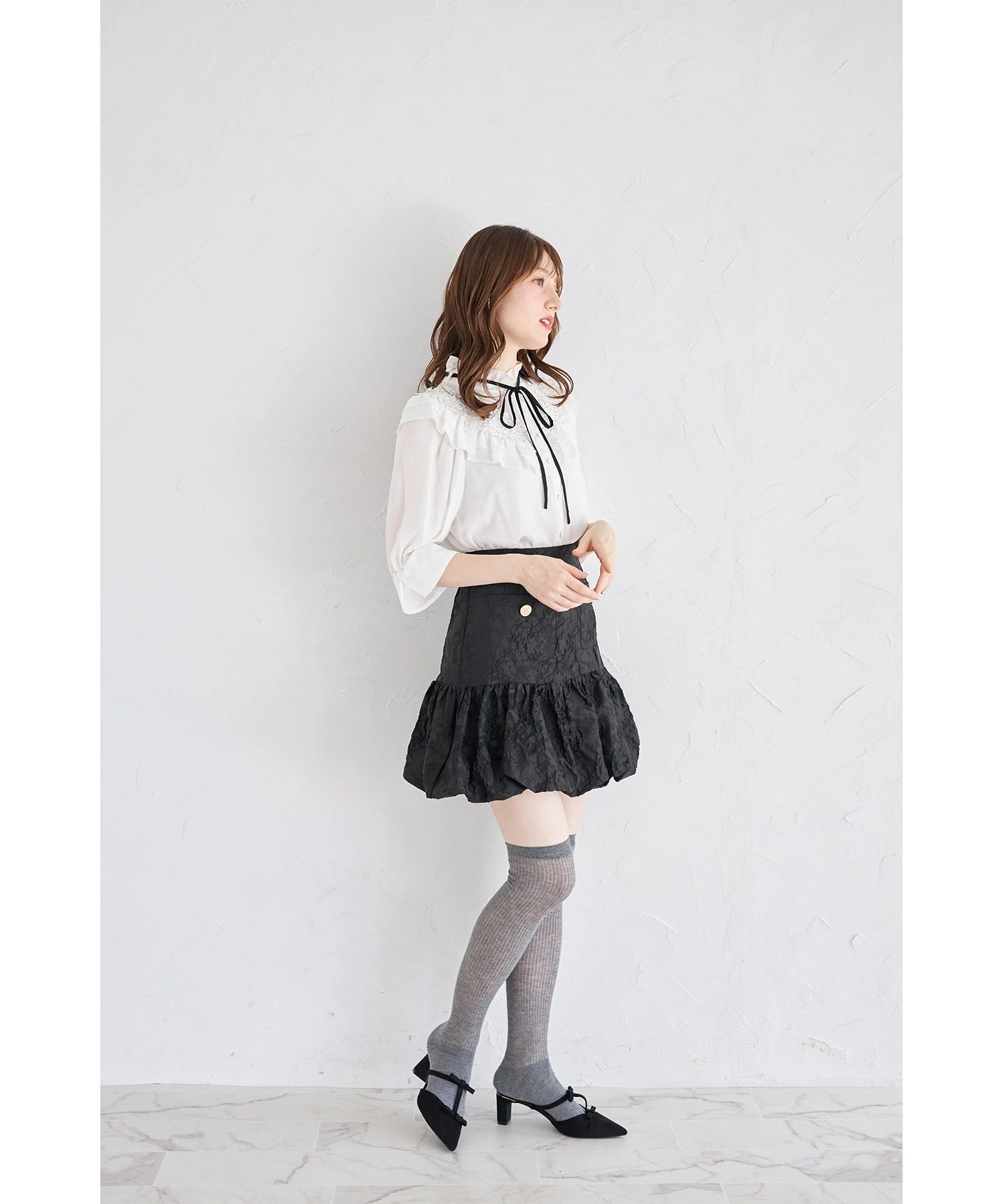 トッコクローゼット tocco closet ポケット付きインナーパンツ仕様バルーンミニスカート ブラック