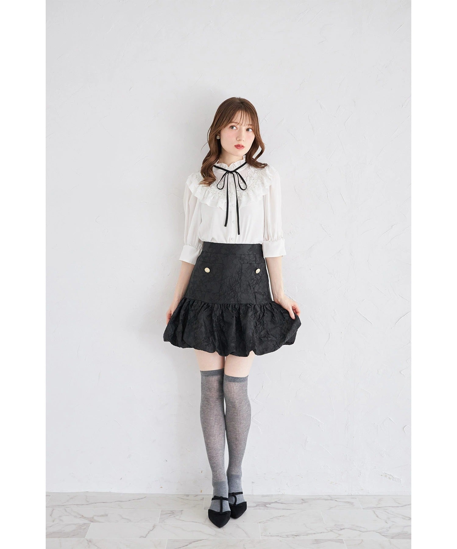 トッコクローゼット tocco closet ポケット付きインナーパンツ仕様バルーンミニスカート ブラック