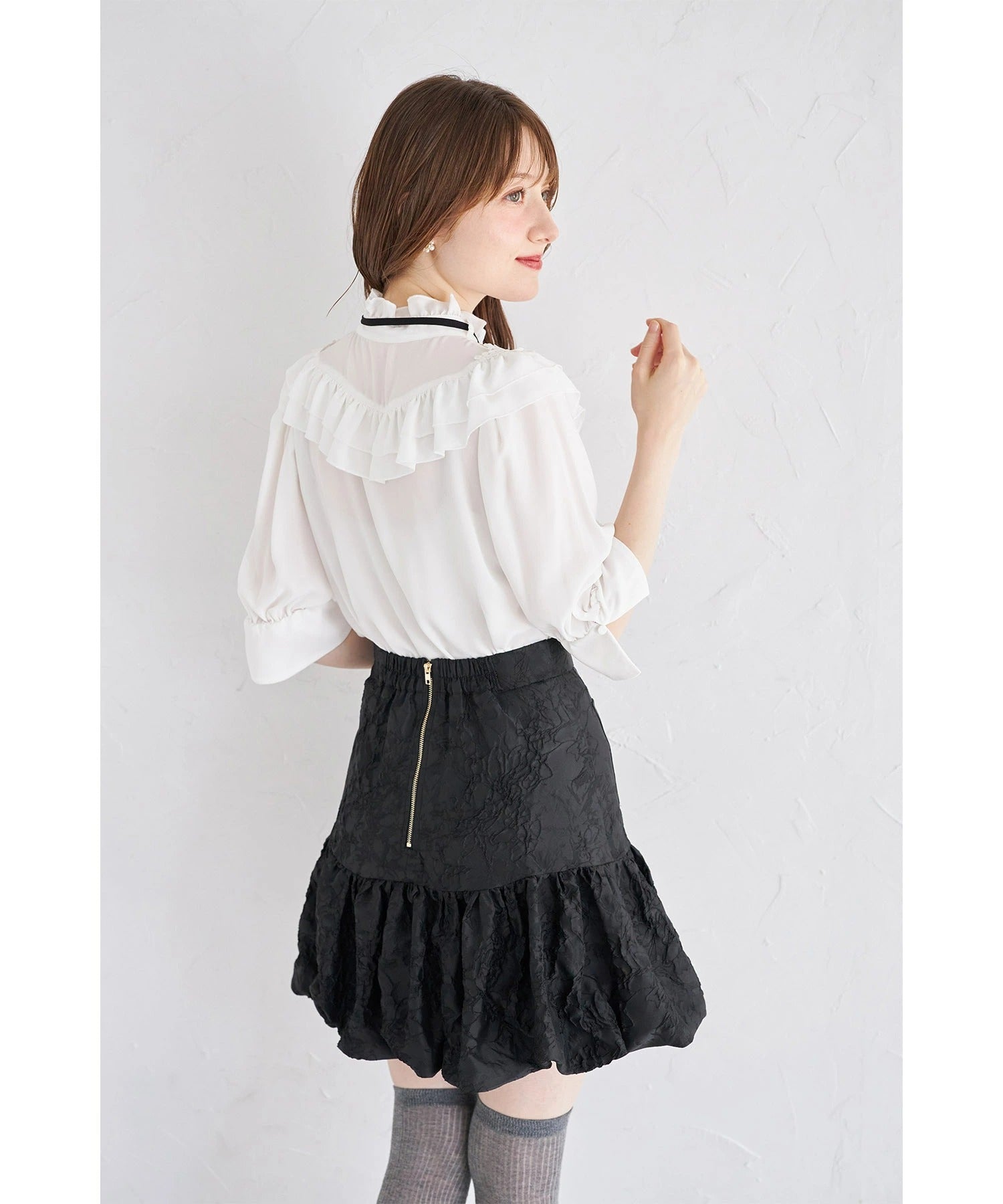 トッコクローゼット tocco closet ポケット付きインナーパンツ仕様バルーンミニスカート ブラック