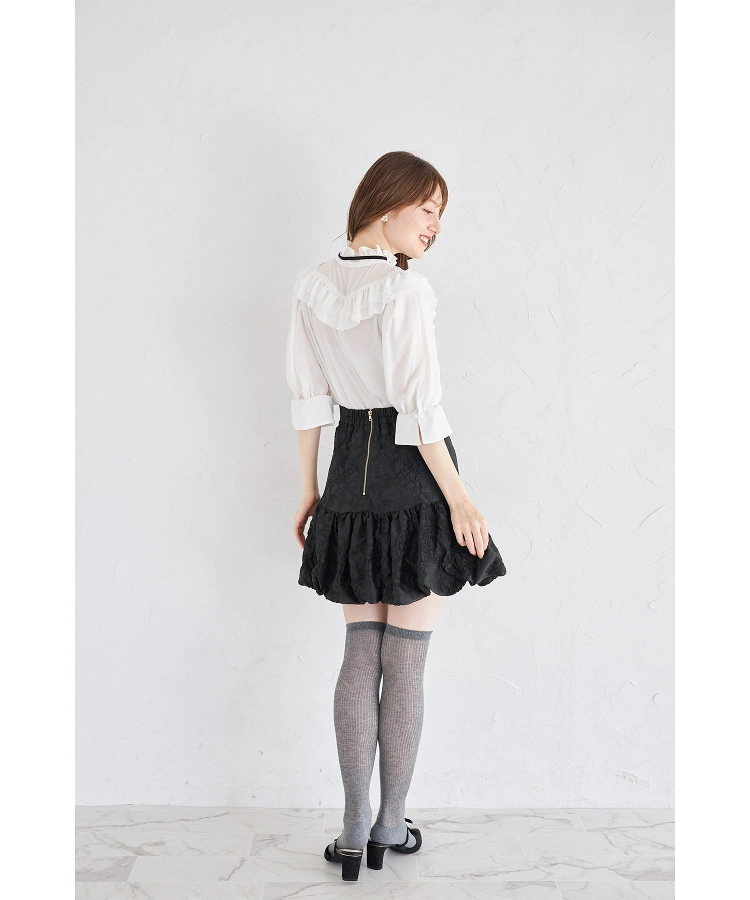 トッコクローゼット tocco closet ポケット付きインナーパンツ仕様バルーンミニスカート ブラック