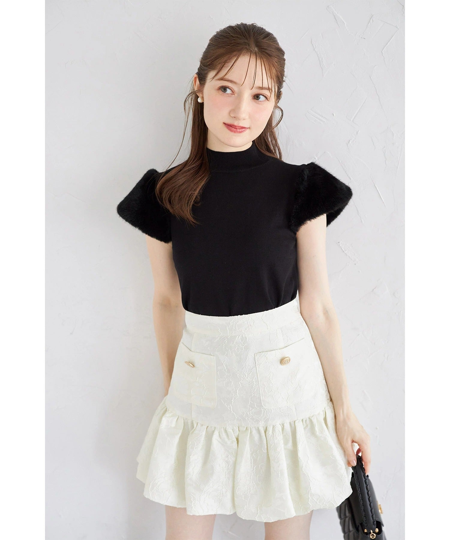 トッコクローゼット tocco closet ポケット付きインナーパンツ仕様バルーンミニスカート ホワイト