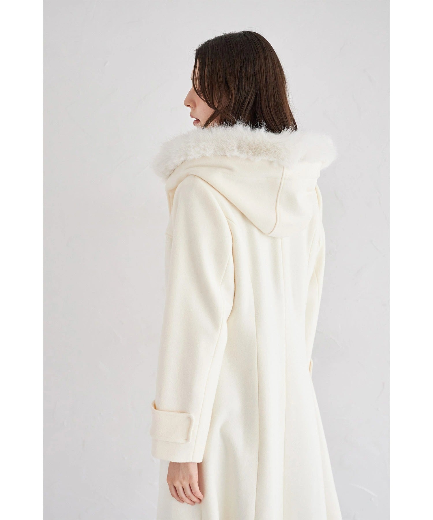トッコクローゼット tocco closet 取り外し可能なファー付きフィット＆フレアシルエットダッフルコート ホワイト