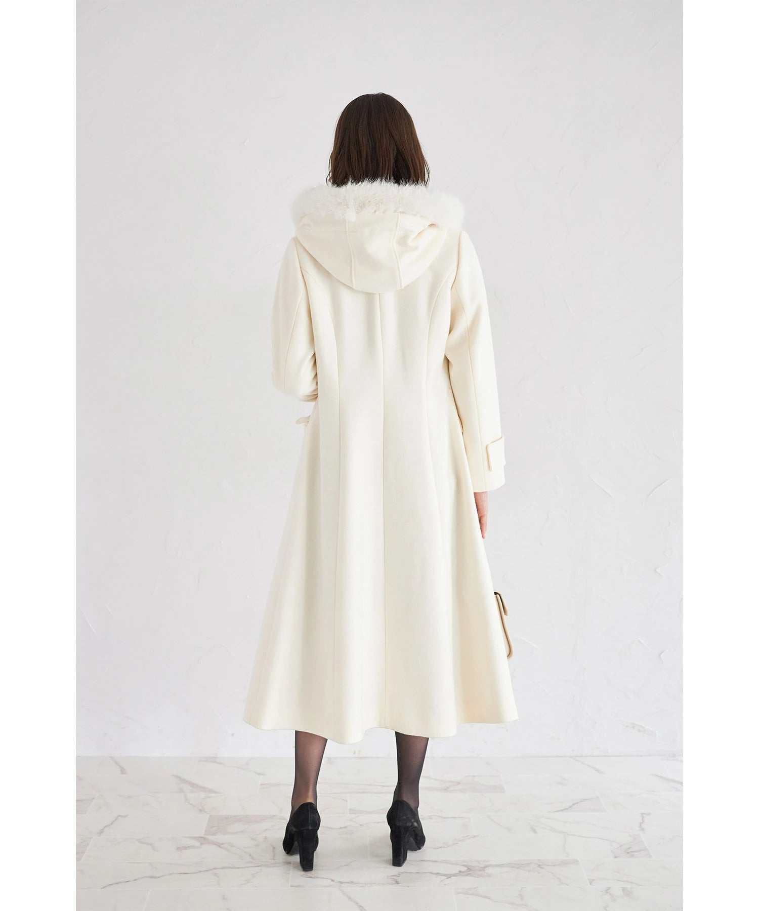 トッコクローゼット tocco closet 取り外し可能なファー付きフィット＆フレアシルエットダッフルコート ホワイト