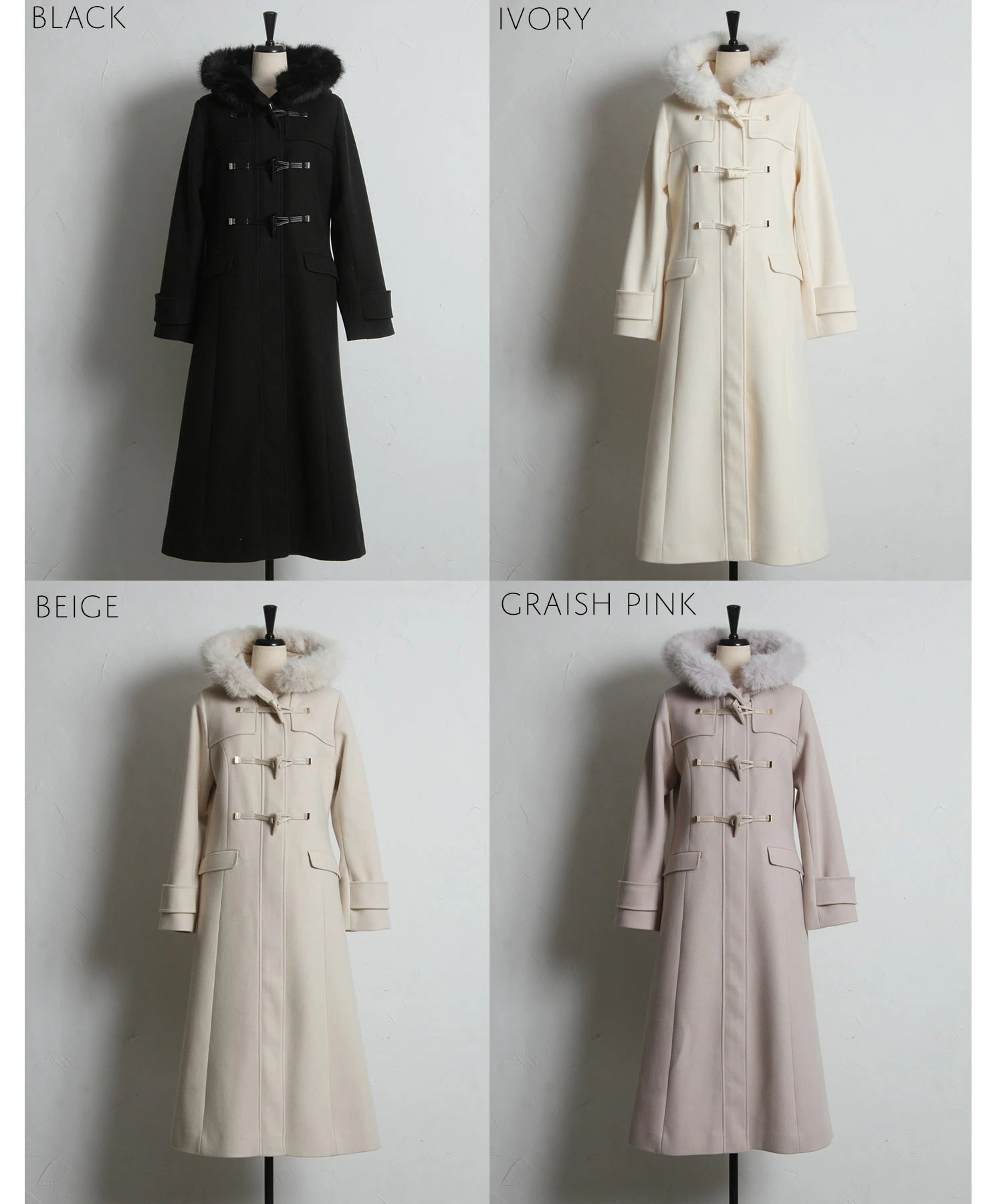 トッコクローゼット tocco closet 取り外し可能なファー付きフィット＆フレアシルエットダッフルコート ホワイト