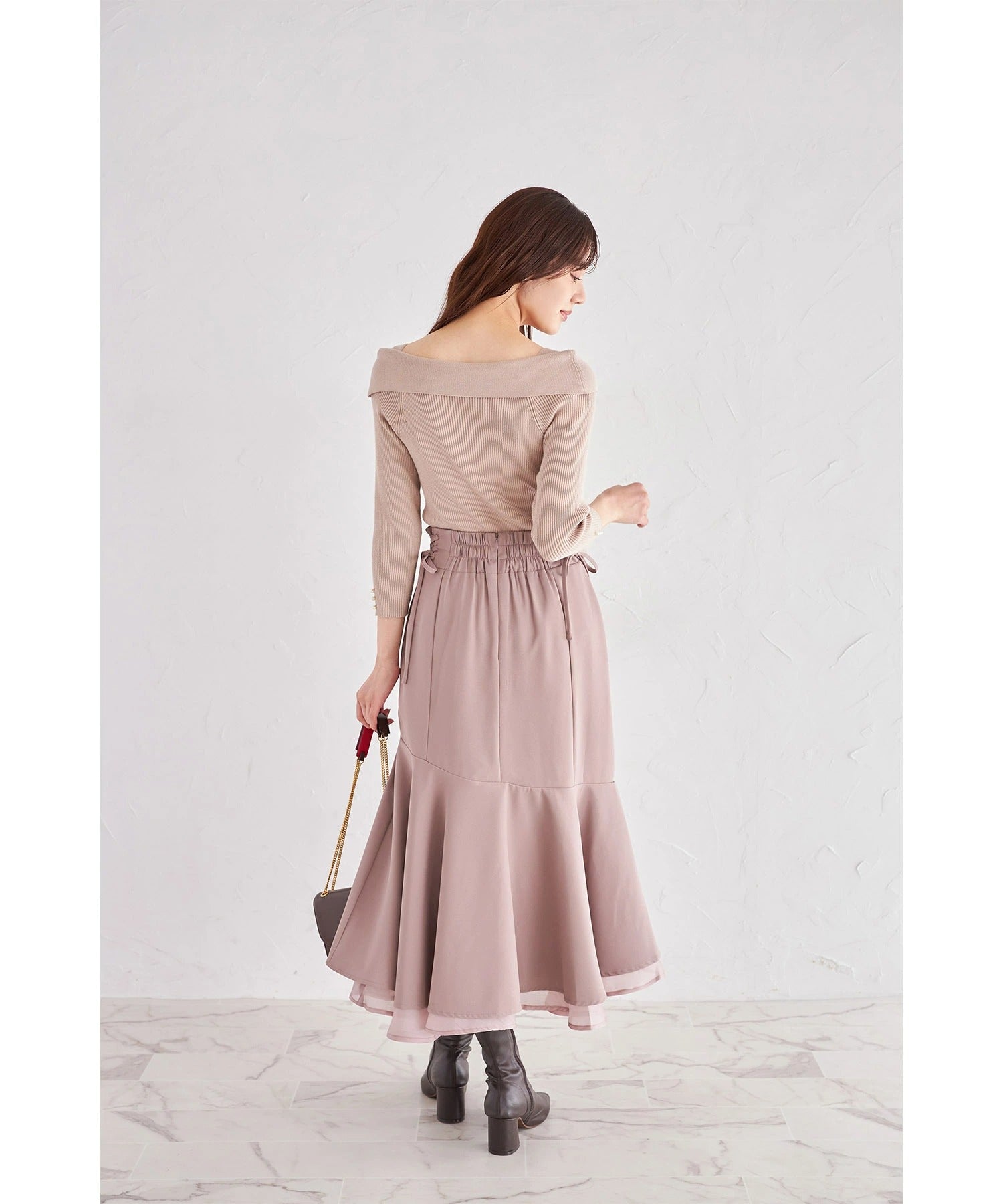 トッコクローゼット tocco closet サイドレースアップアシメラッフルフリルスカート ピンク