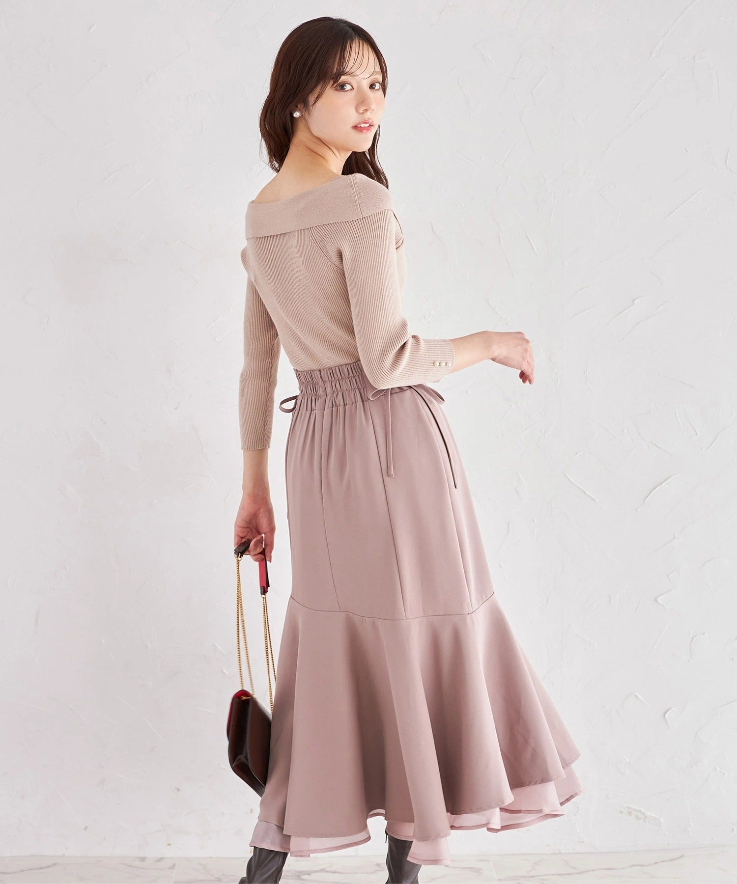 トッコクローゼット tocco closet サイドレースアップアシメラッフルフリルスカート ピンク