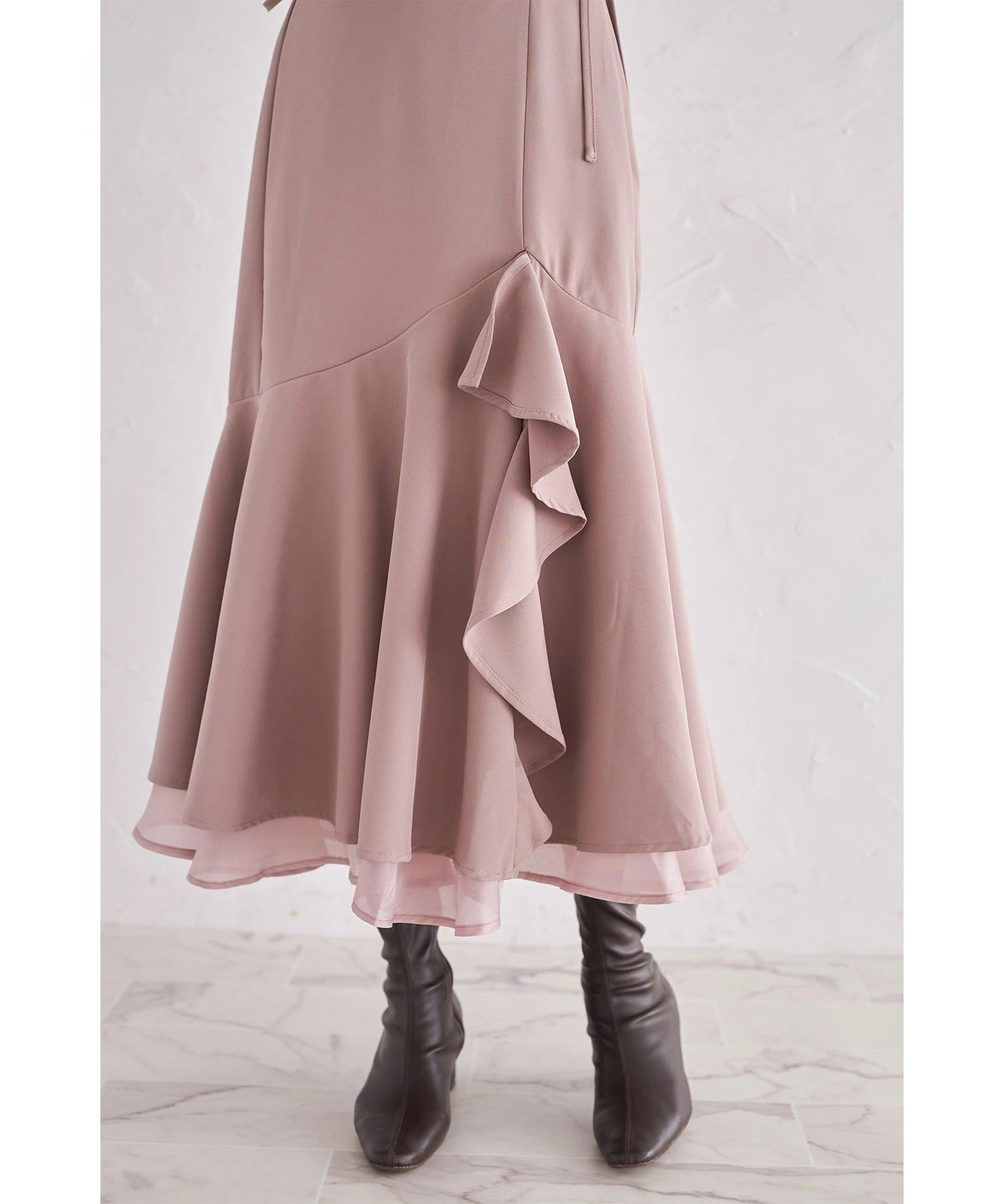 トッコクローゼット tocco closet サイドレースアップアシメラッフルフリルスカート ピンク