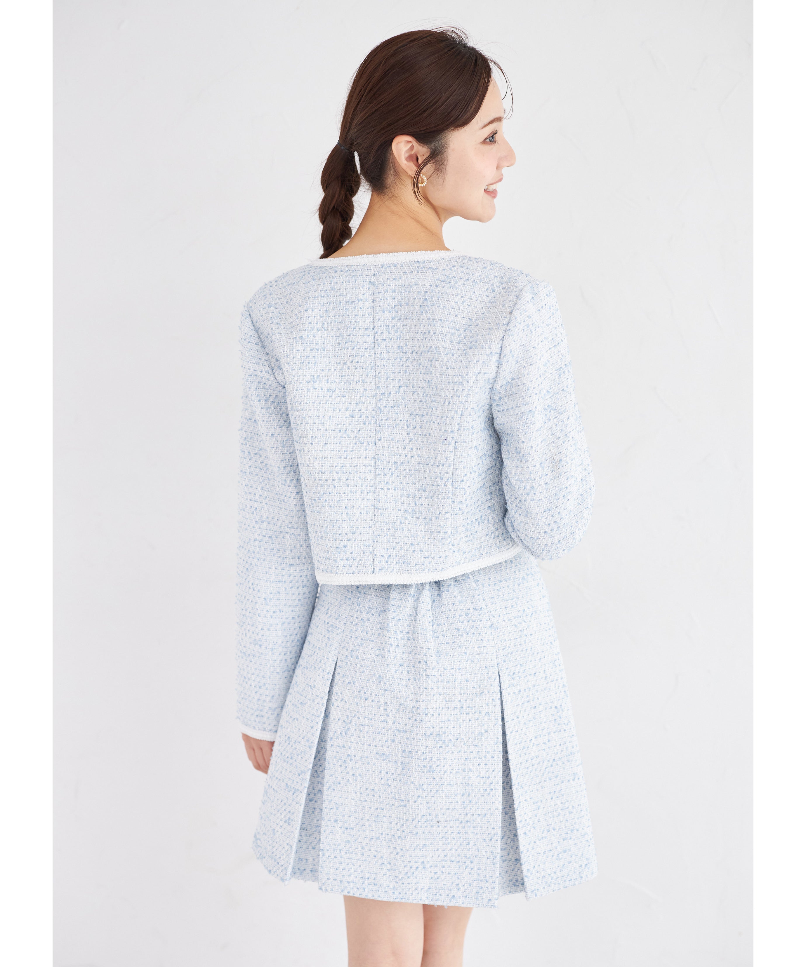 トッコクローゼット tocco closet ツイードタックスカート ブルー