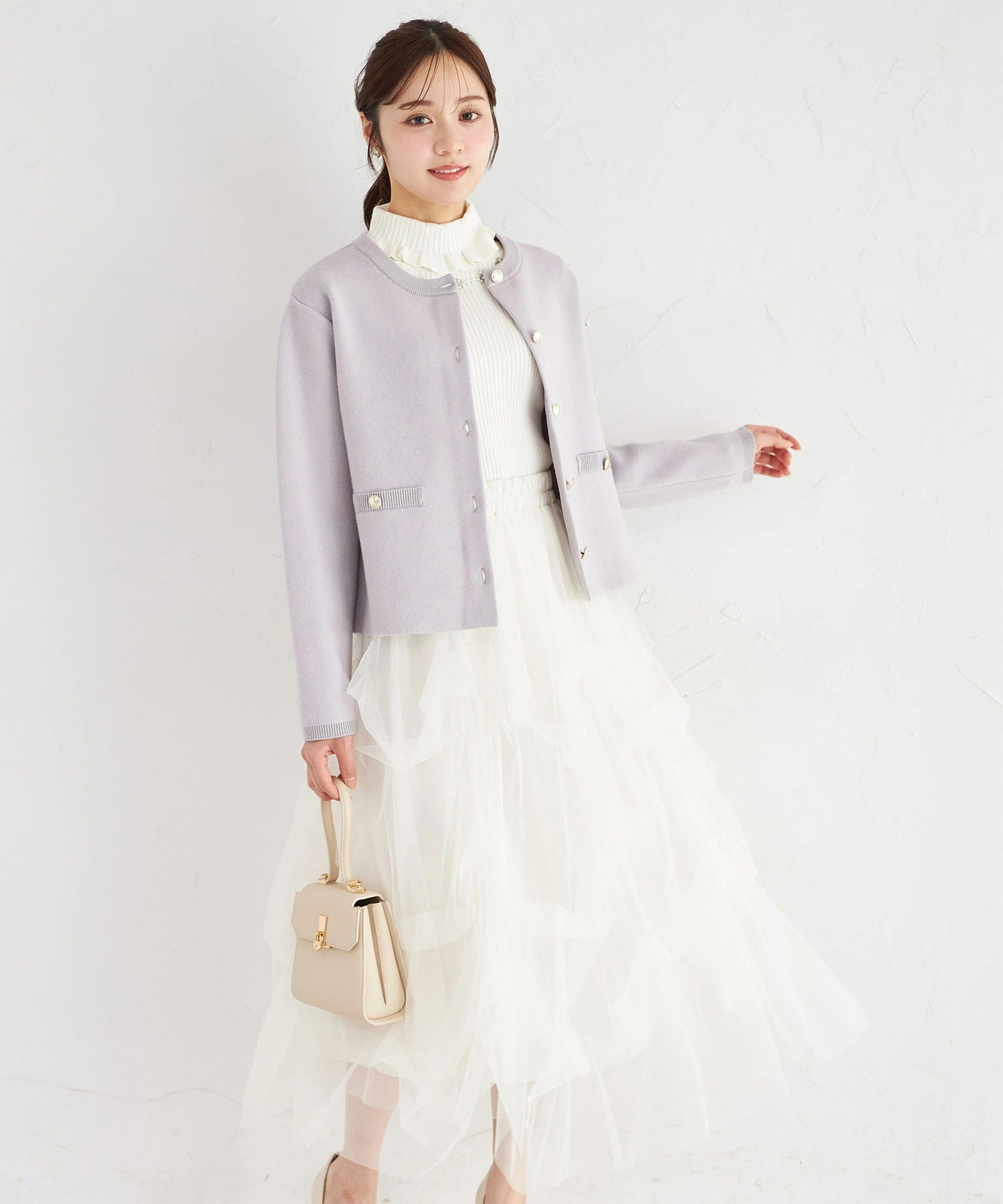 トッコクローゼット tocco closet チュールタックバルーンスカート ホワイト