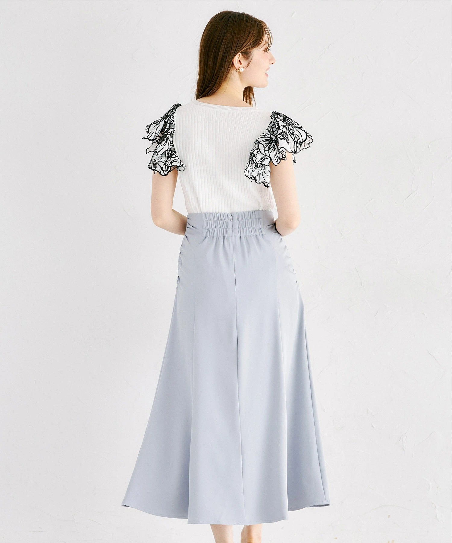 トッコクローゼット tocco closet サイドギャザー切り替えマーメイドスカート ブルー