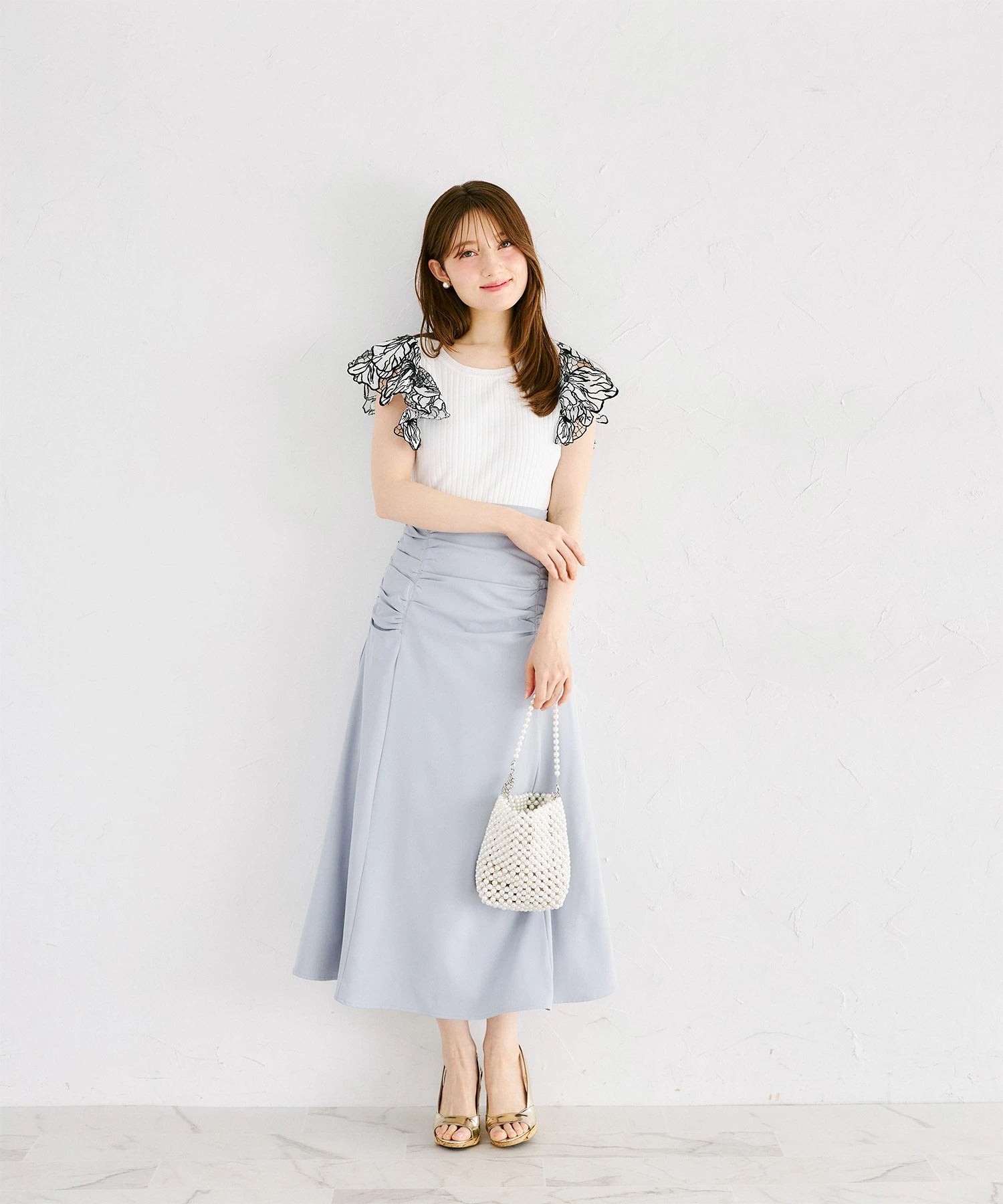 トッコクローゼット tocco closet サイドギャザー切り替えマーメイドスカート ブルー