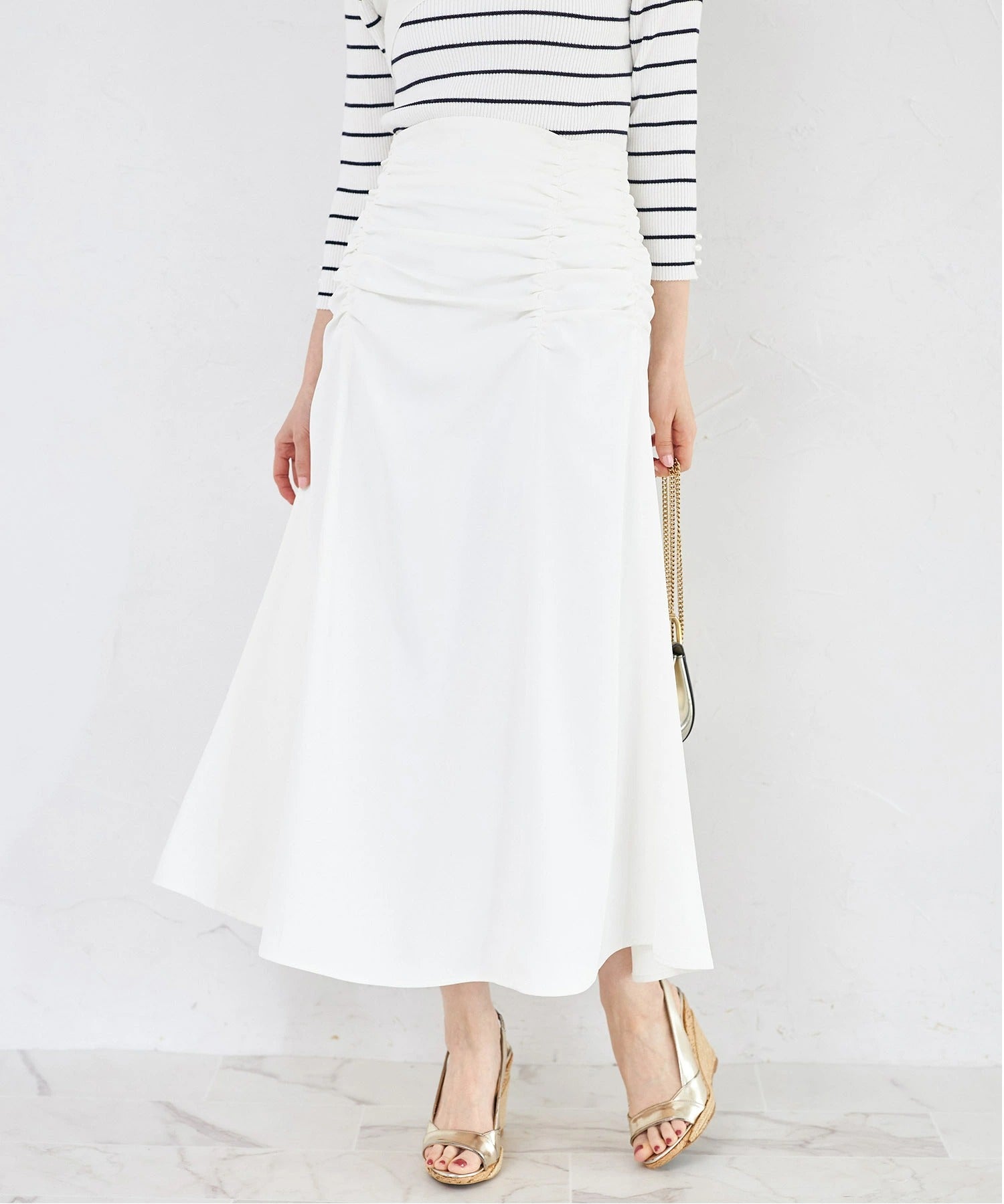 トッコクローゼット tocco closet サイドギャザー切り替えマーメイドスカート ホワイト