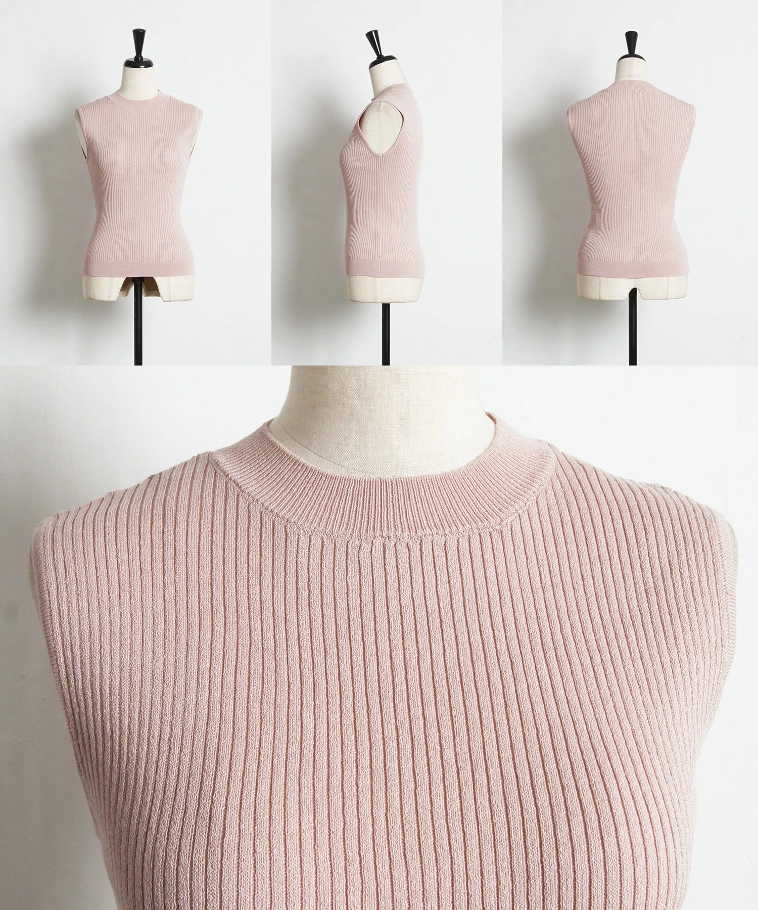 トッコクローゼット tocco closet リブニットトップス×刺繍入りパール釦シアーニットカーディガンのアンサンブル ホワイト